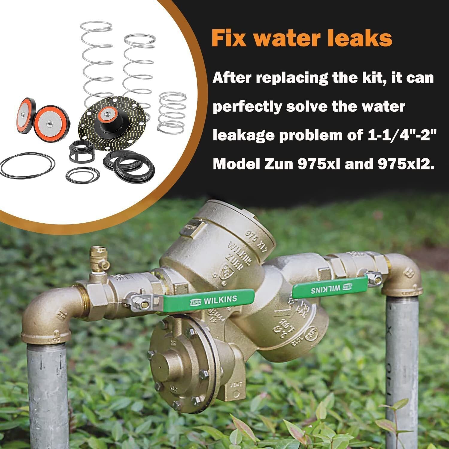 1-1/4"-2" Complete Repair Kit For Zurn Wilkins Backflow Preventer 975XL & 975XL2