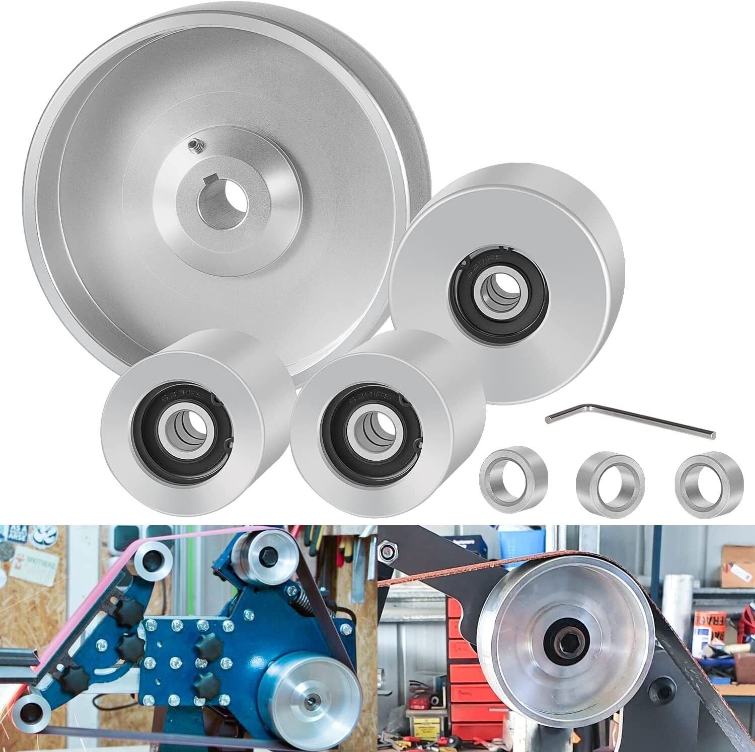 For Belt Knife Grinder 2"x72" Wheel Set 5" Drive 5/8" Bore 3" Track 2" Idler