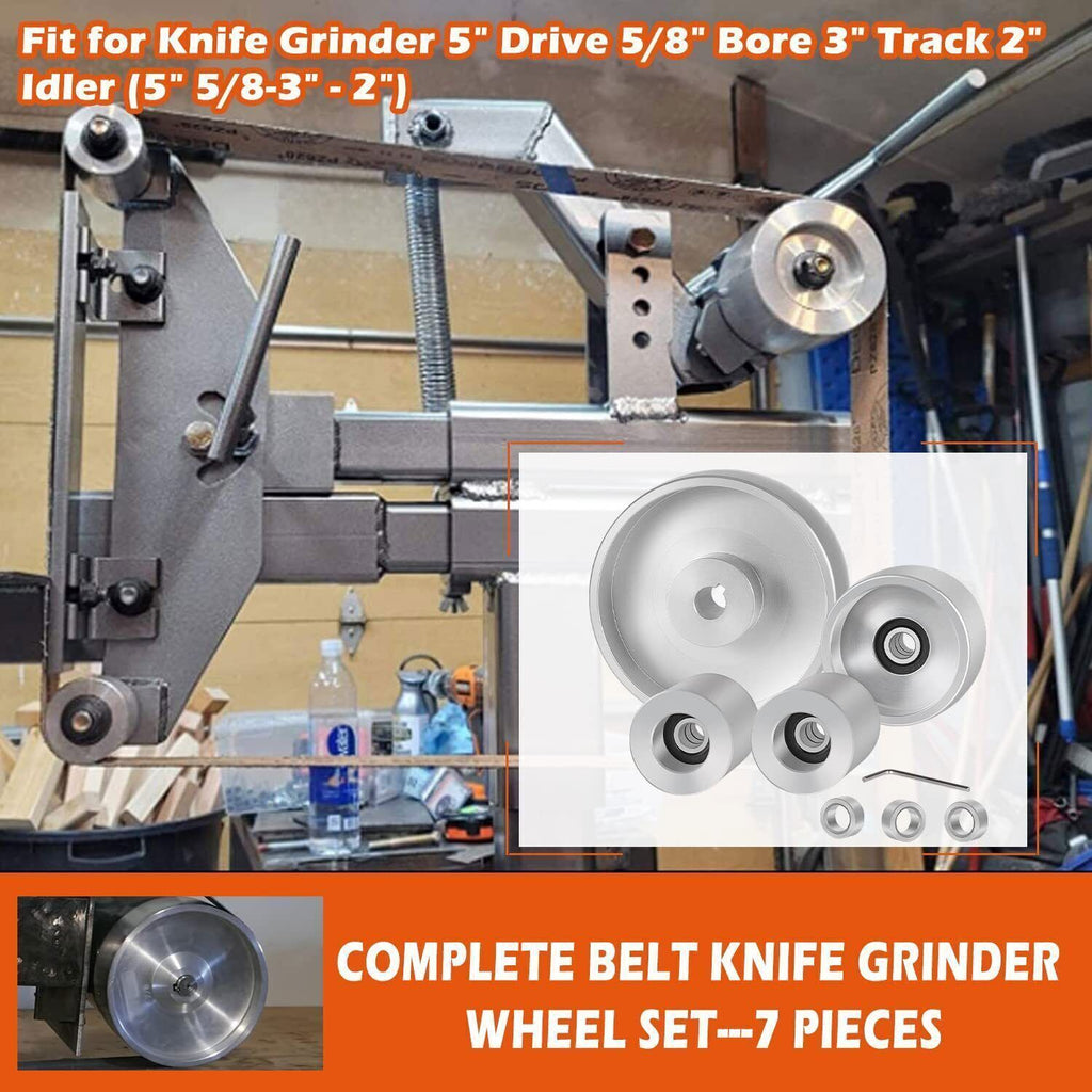 For Belt Knife Grinder 2"x72" Wheel Set 5" Drive 5/8" Bore 3" Track 2" Idler