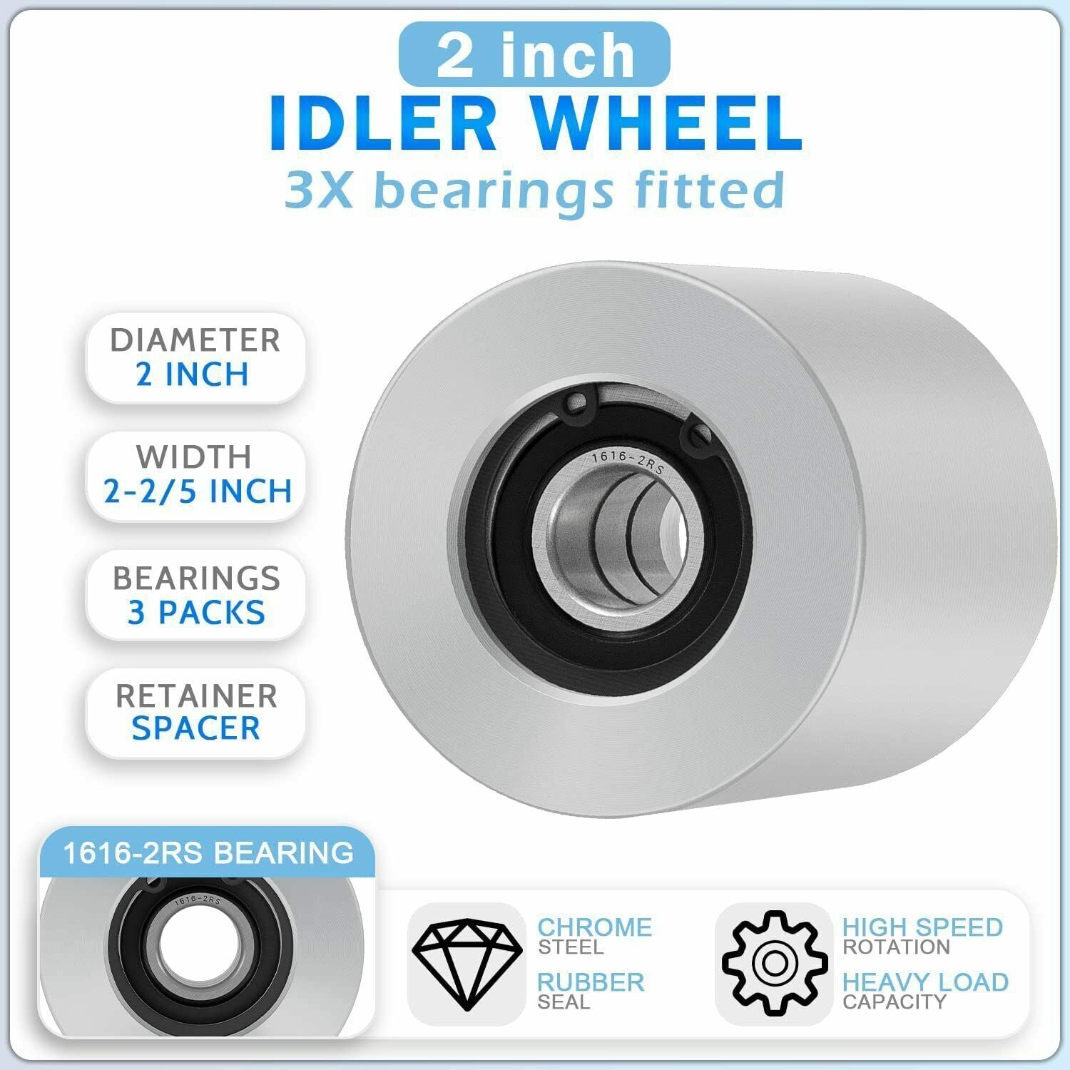 For Belt Knife Grinder 2"x72" Wheel Set 5" Drive 5/8" Bore 3" Track 2" Idler