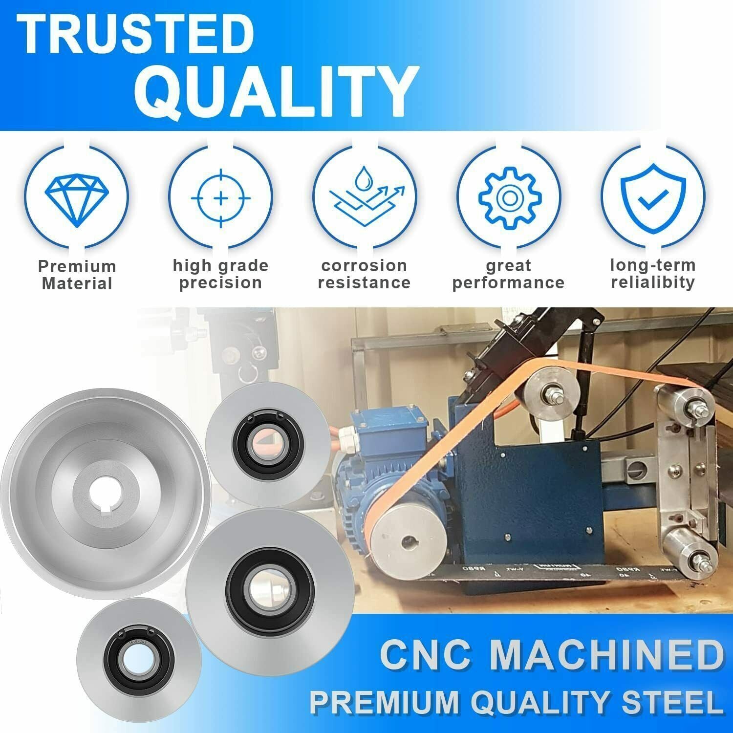 For Belt Knife Grinder 2"x72" Wheel Set 5" Drive 5/8" Bore 3" Track 2" Idler