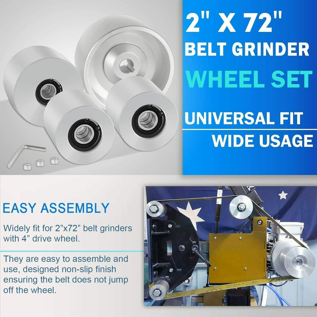 For Belt Knife Grinder 2"x72" Wheel Set 5" Drive 5/8" Bore 3" Track 2" Idler