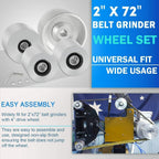 For Belt Knife Grinder 2"x72" Wheel Set 5" Drive 5/8" Bore 3" Track 2" Idler