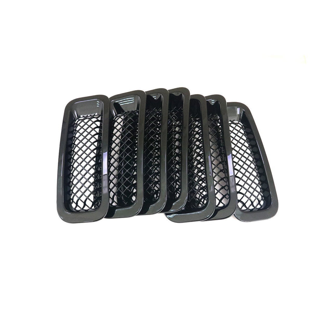 7pcs Black Front Mesh Grille Grill Insert Trim Kit for Jeep Patriot 2011-2018