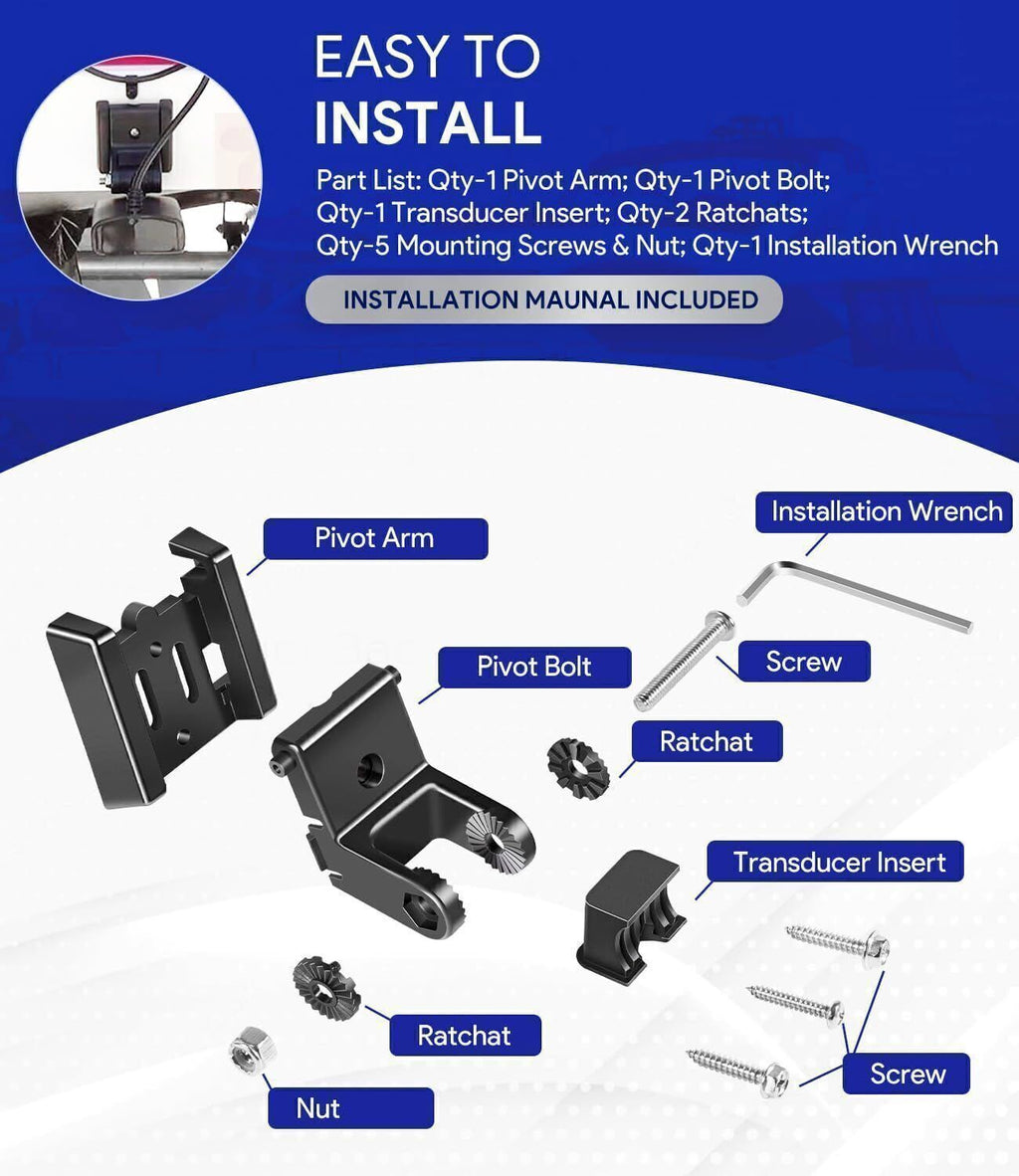 For Humminbird 7400931 Transducer Mount MHX XNT XHS Transom Bracket Hardware Kit