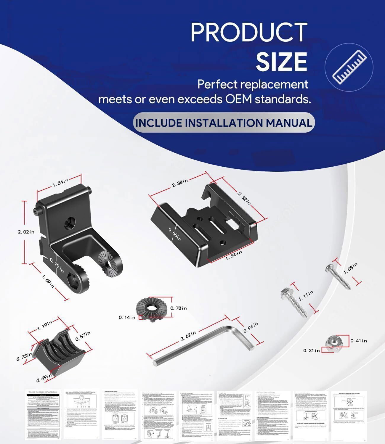 For Humminbird 7400931 Transducer Mount MHX XNT XHS Transom Bracket Hardware Kit