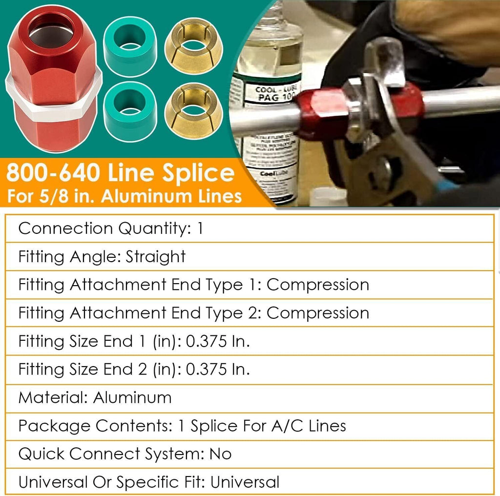 800-641 3/8'' Aluminum Line Splice Repair Kit For A/C, coolant P/S Return Etc.