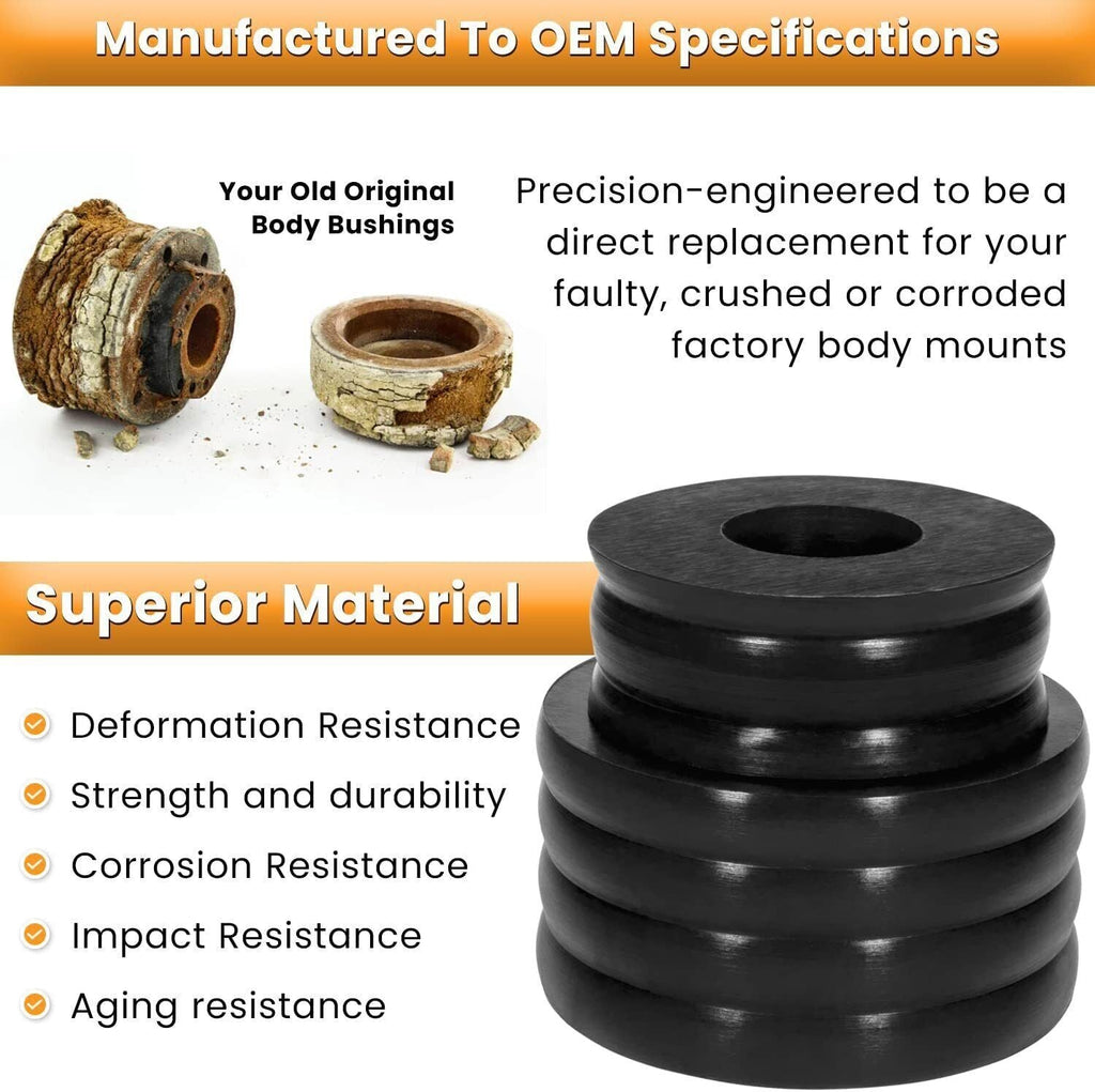 KF04050BK Polyurethane Body Mount Bushing Kit for 1999-2017 Ford F250 F350 2/4WD
