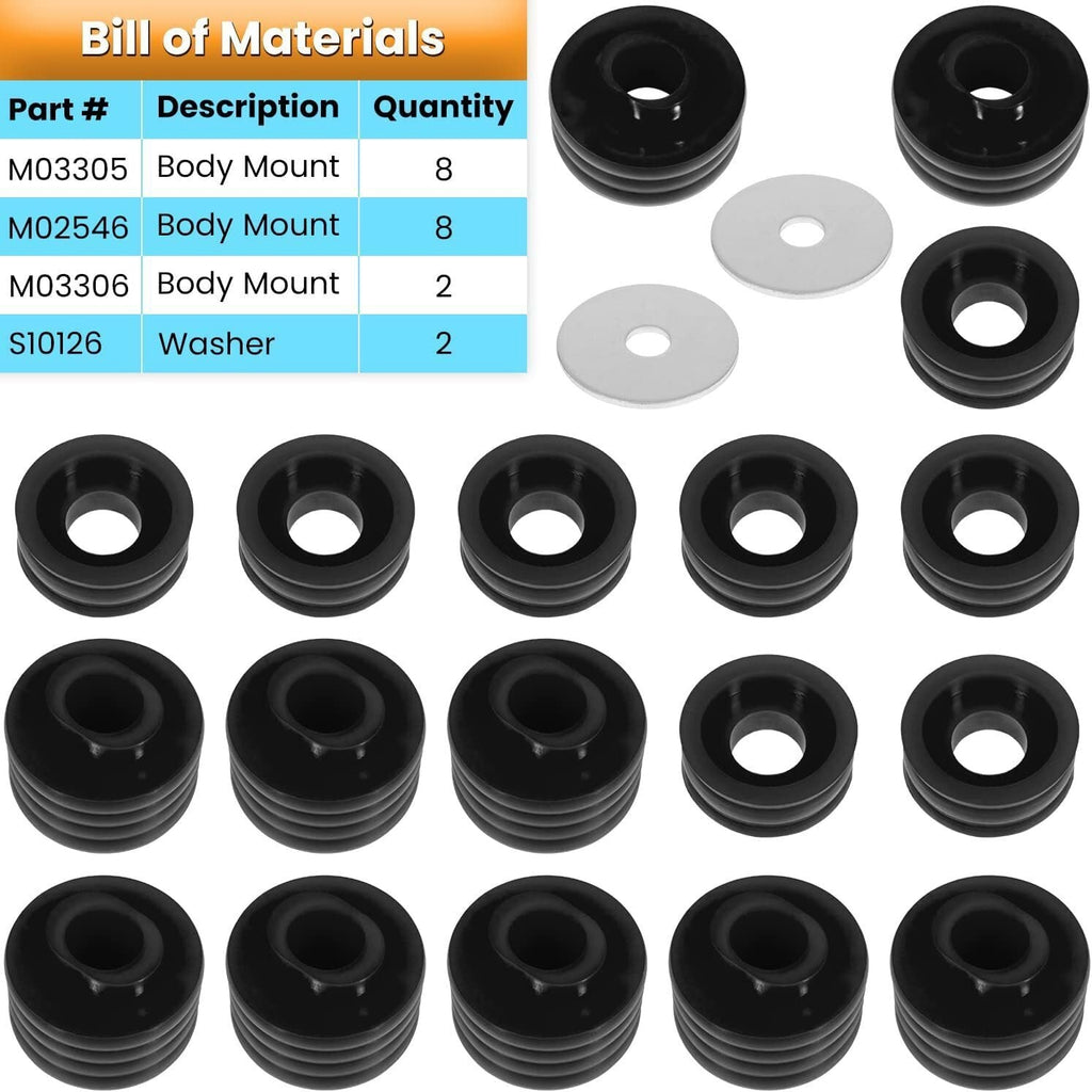 KF04050BK Polyurethane Body Mount Bushing Kit for 1999-2017 Ford F250 F350 2/4WD