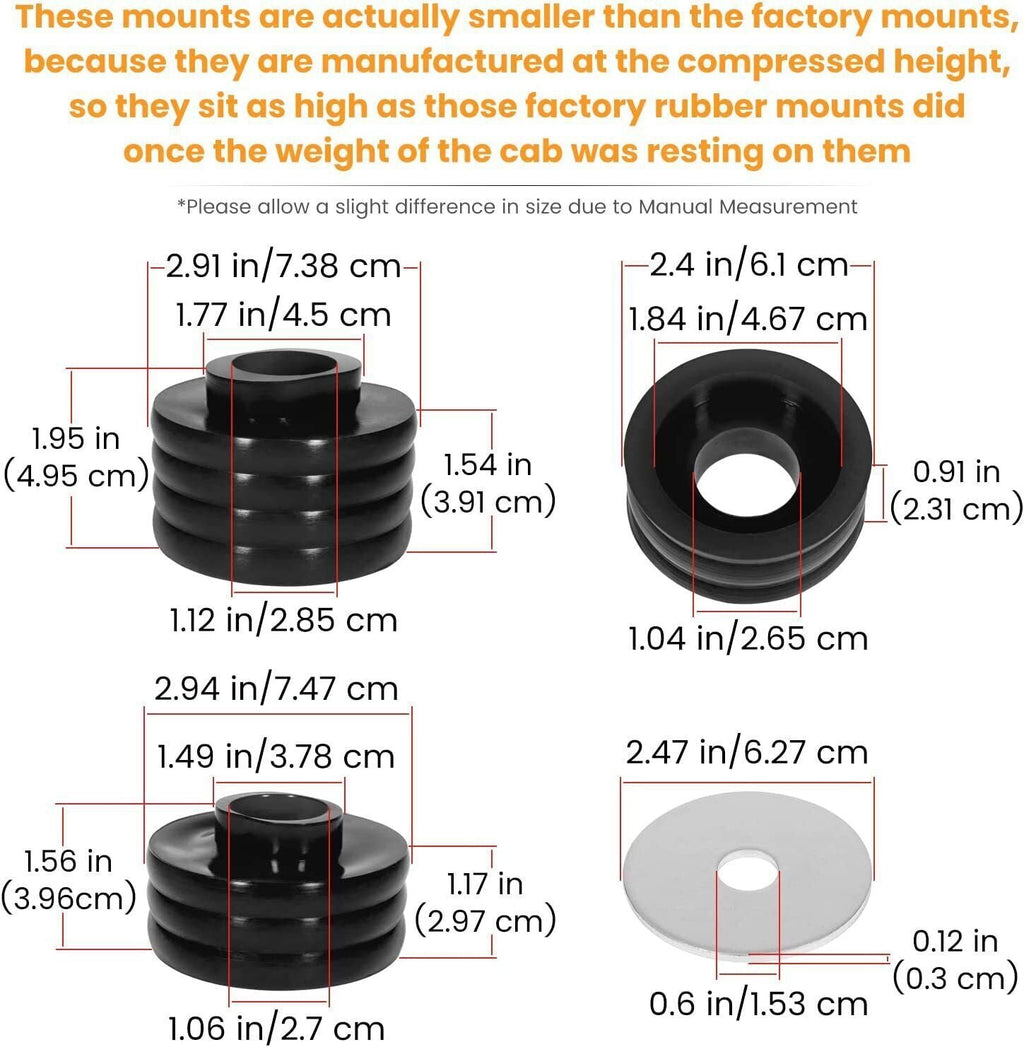 KF04050BK Polyurethane Body Mount Bushing Kit for 1999-2017 Ford F250 F350 2/4WD