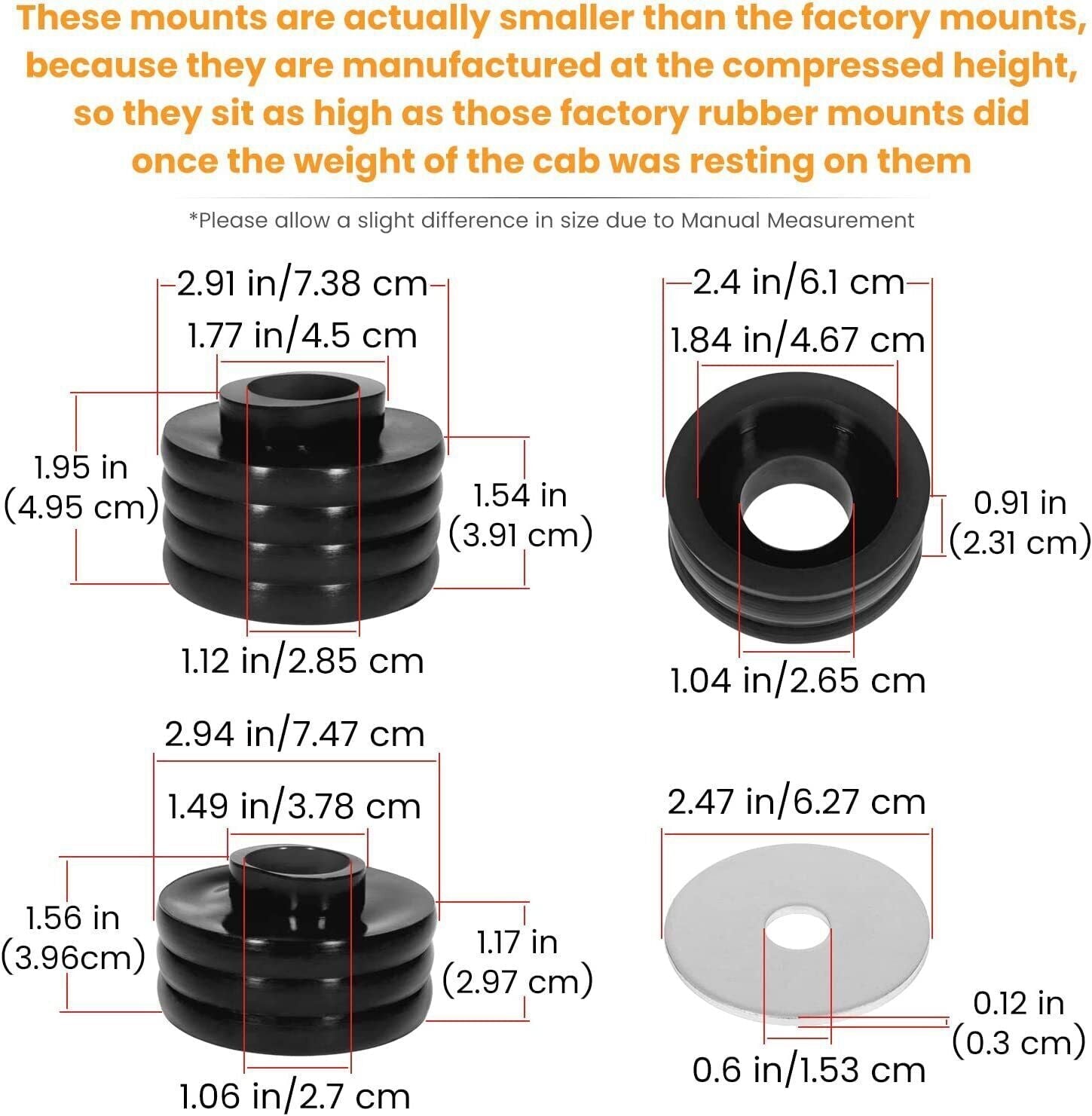 KF04050BK Polyurethane Body Mount Bushing Kit for 1999-2017 Ford F250 F350 2/4WD