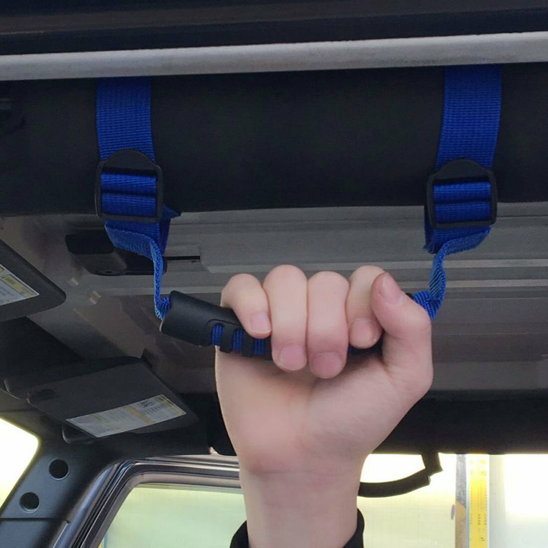 4Pcs Top Roll Bar Grab Handles Grip for Jeep Wrangler CJ YJ TJ JK JK JL (Blue)
