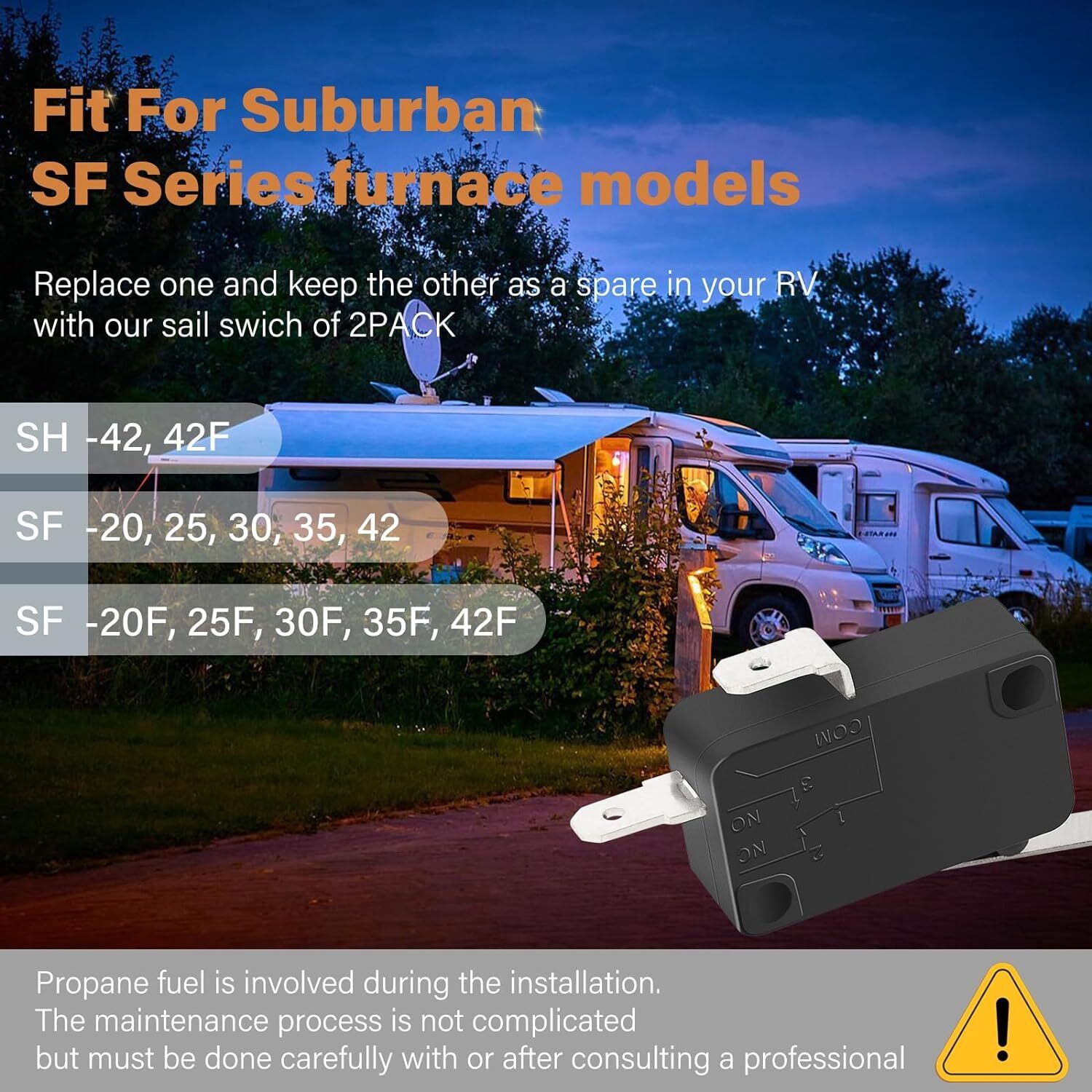 232261 Sail Switch RV Furnace Replacement Part for Suburban SF Series -2 Pack