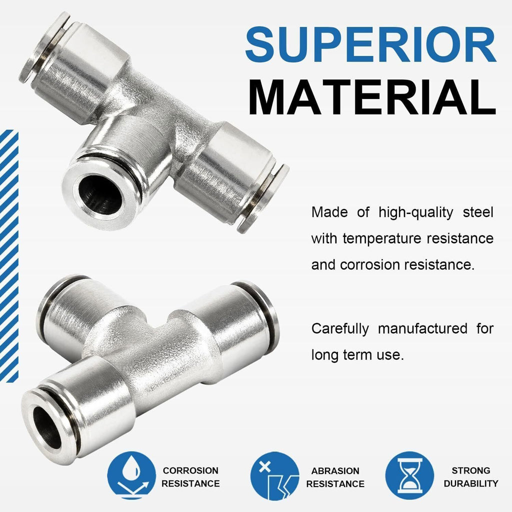 21838 Air Line T-Fittings Union Tee 1/4" Tube Coupler Push-To-Connect Fitting