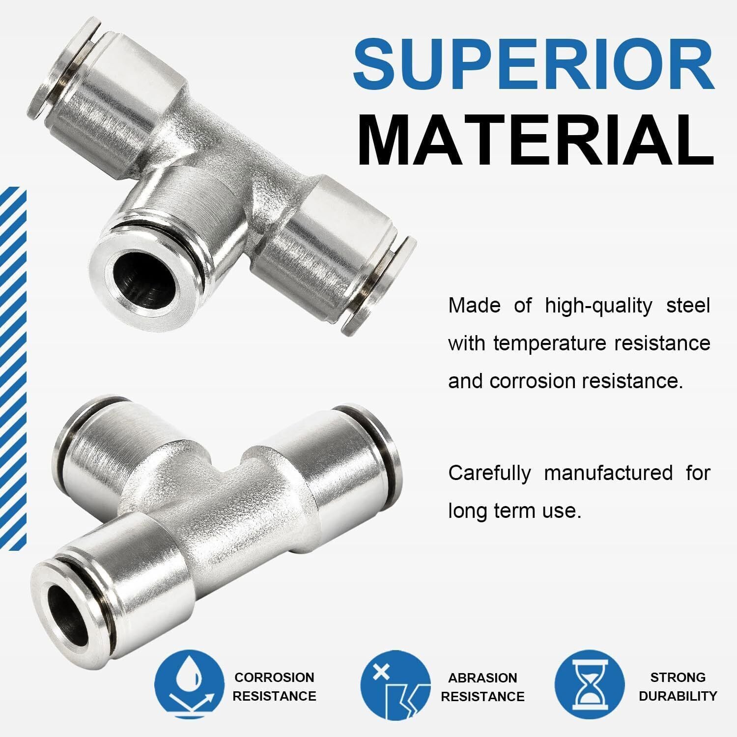 21838 Air Line T-Fittings Union Tee 1/4" Tube Coupler Push-To-Connect Fitting