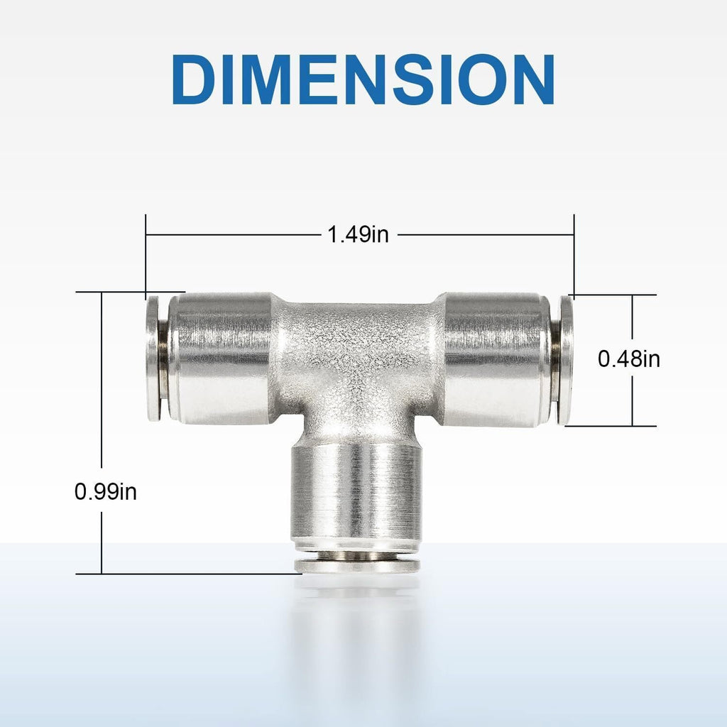 21838 Air Line T-Fittings Union Tee 1/4" Tube Coupler Push-To-Connect Fitting