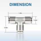 21838 Air Line T-Fittings Union Tee 1/4" Tube Coupler Push-To-Connect Fitting