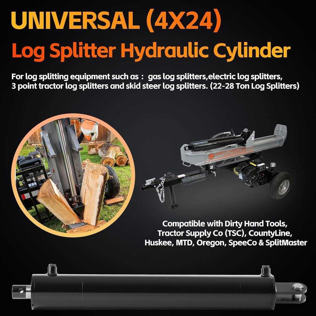Hydraulic Cylinder Welded Double Acting 4" Bore 24" For Log Splitter 3500 PSI
