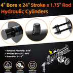 Hydraulic Cylinder Welded Double Acting 4" Bore 24" For Log Splitter 3500 PSI