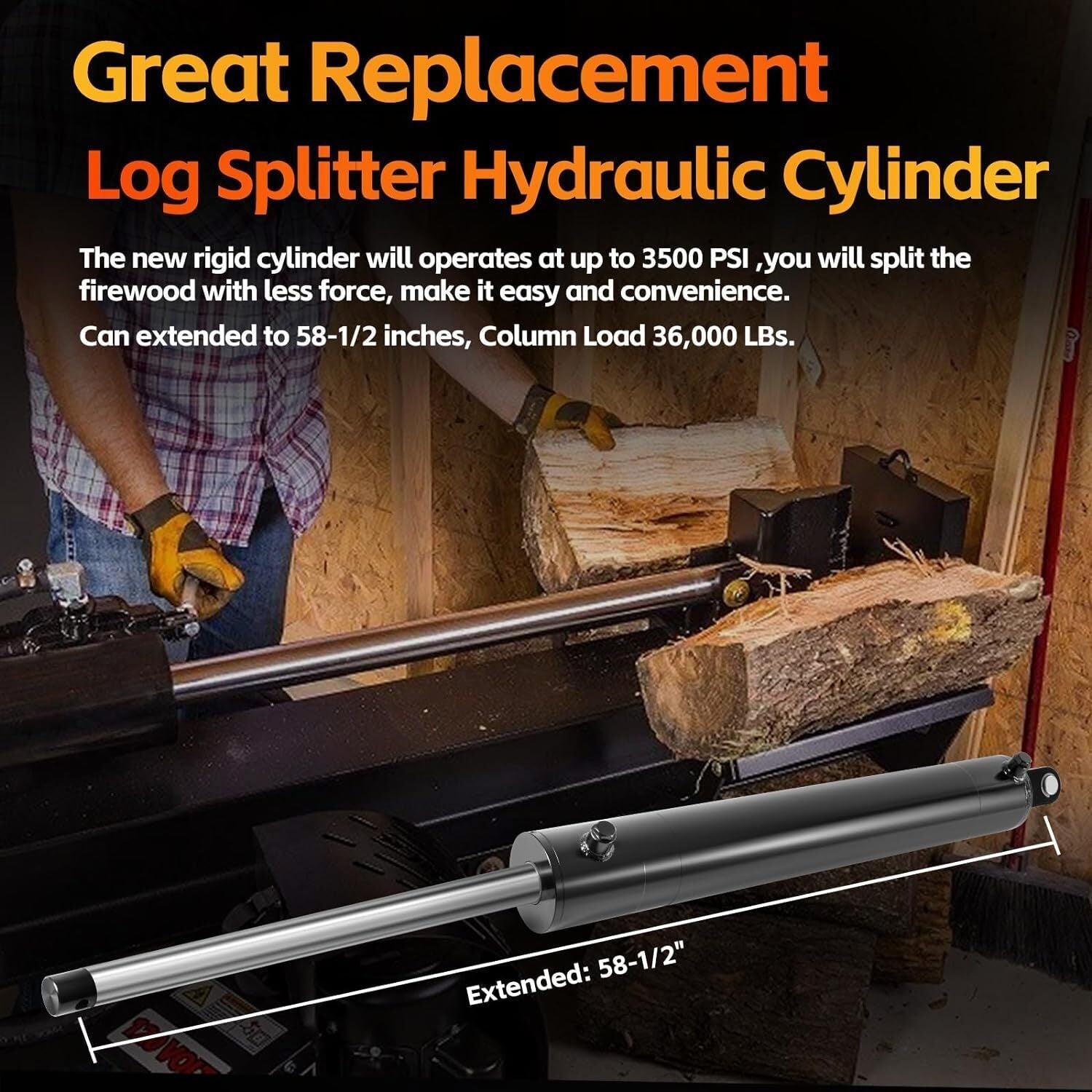 Hydraulic Cylinder Welded Double Acting 4" Bore 24" For Log Splitter 3500 PSI