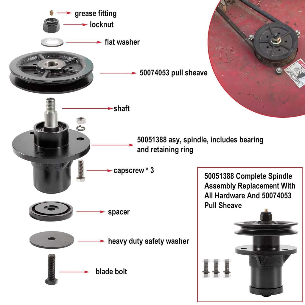 Complete Spindle Assembly 50051388 Parts For Bush Hog RDTH FTH ATH EFM TD Mowers