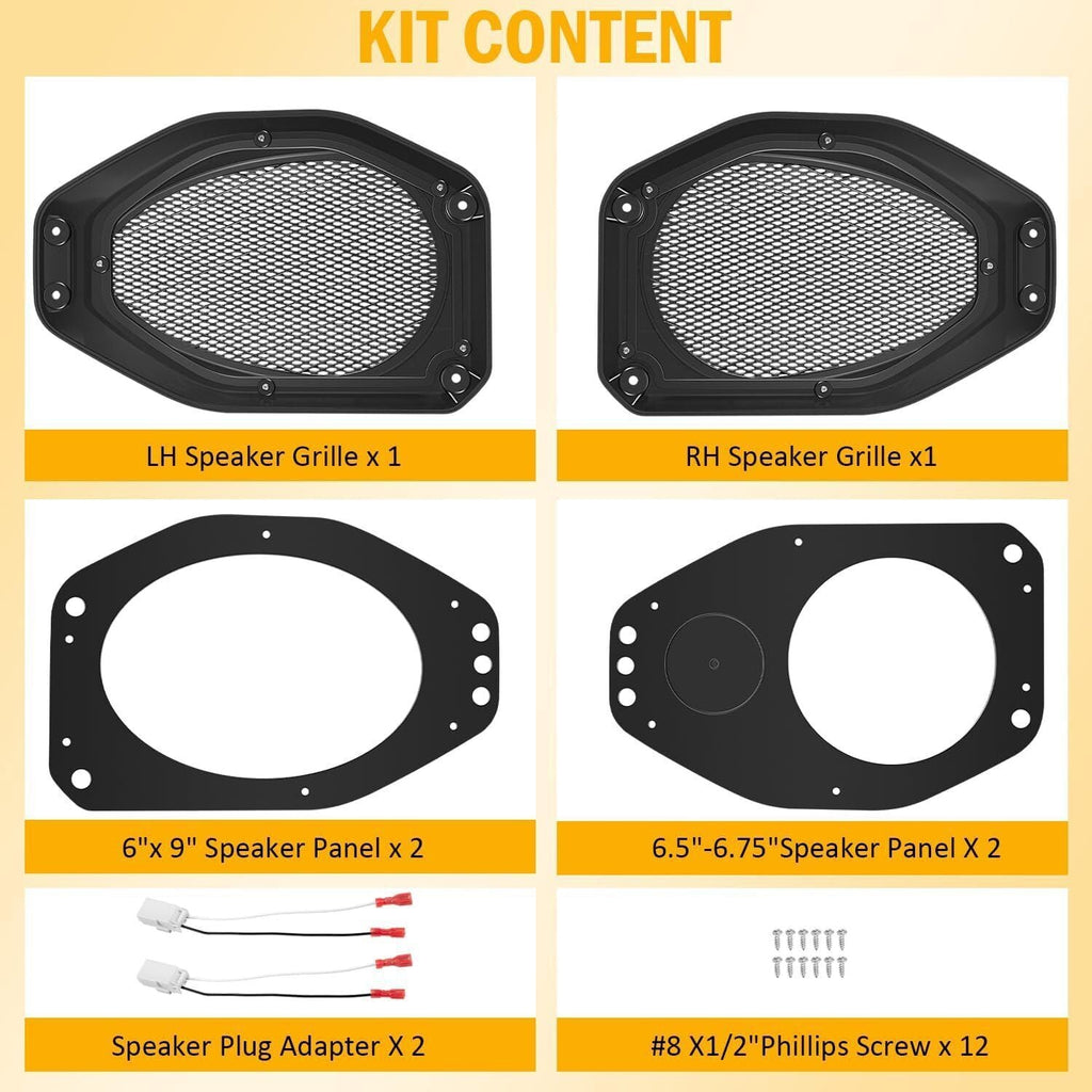 6.5" Rear Speaker Pod Adapters for Jeep Wrangler JL & Gladiator JT, 180 Watts