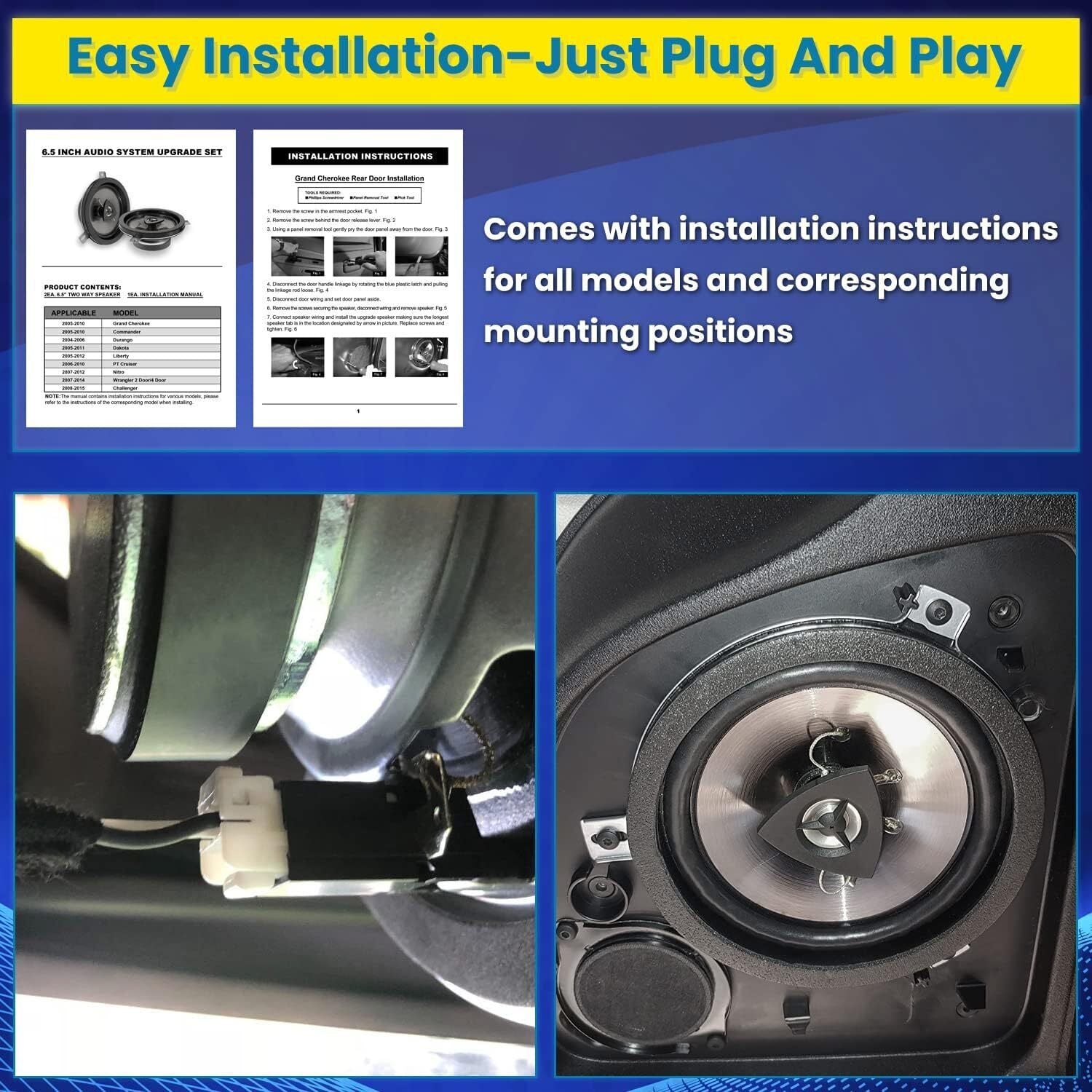 Kicker Speaker Upgrade For 2007-2018 Jeep Wrangler JK JKU 77KICK10 2 Pack