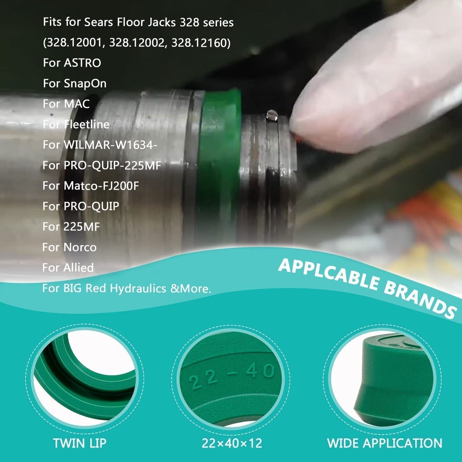 U-Cup Seal for SEARS Floor Jack 328 Series 22x40x12mm 328.12001, 328.12002 etc.