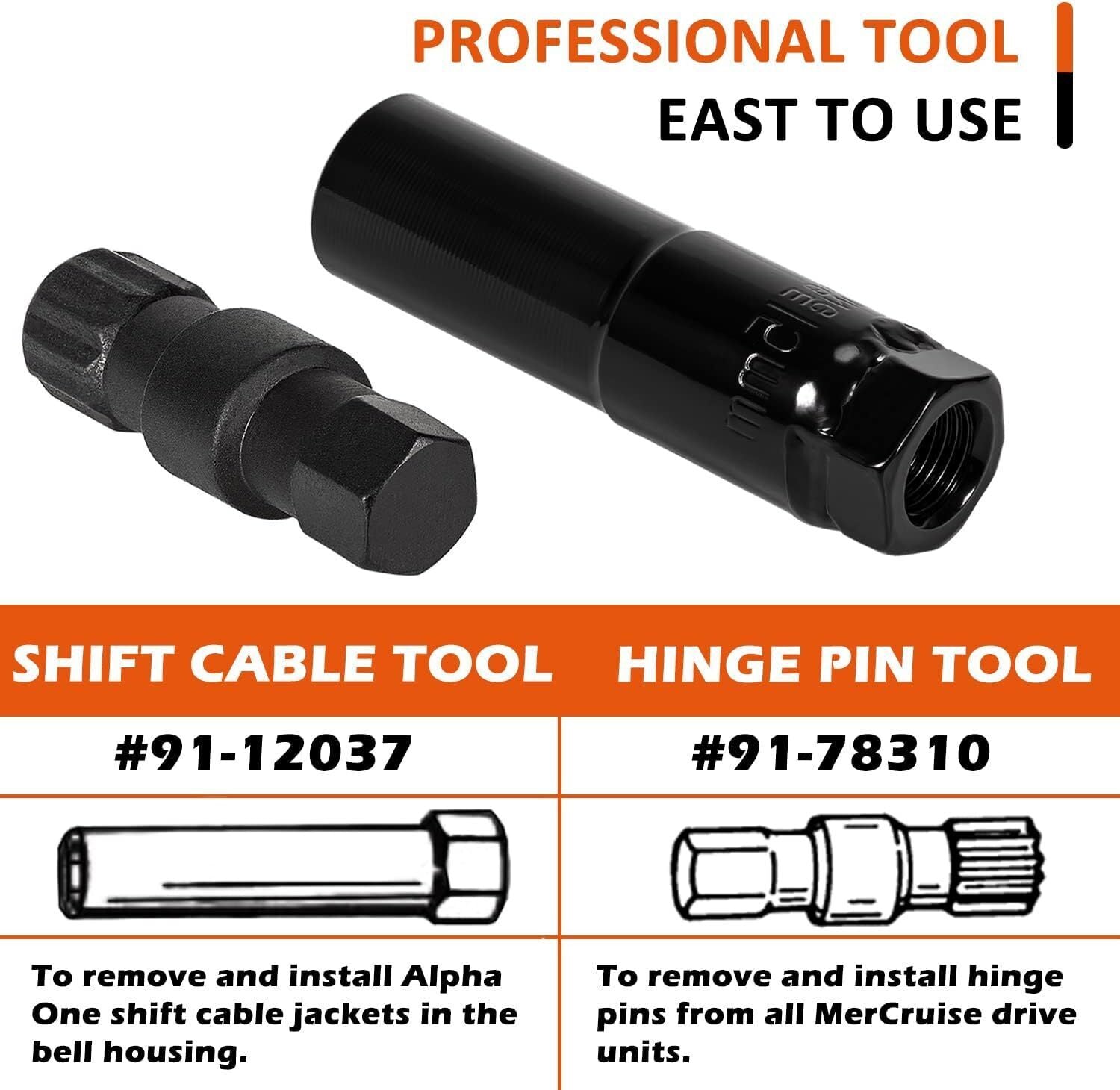 Shift Cable Tool Socket & Hinge Pin Tool for Mercruiser Alpha 1 Gen I Gen II