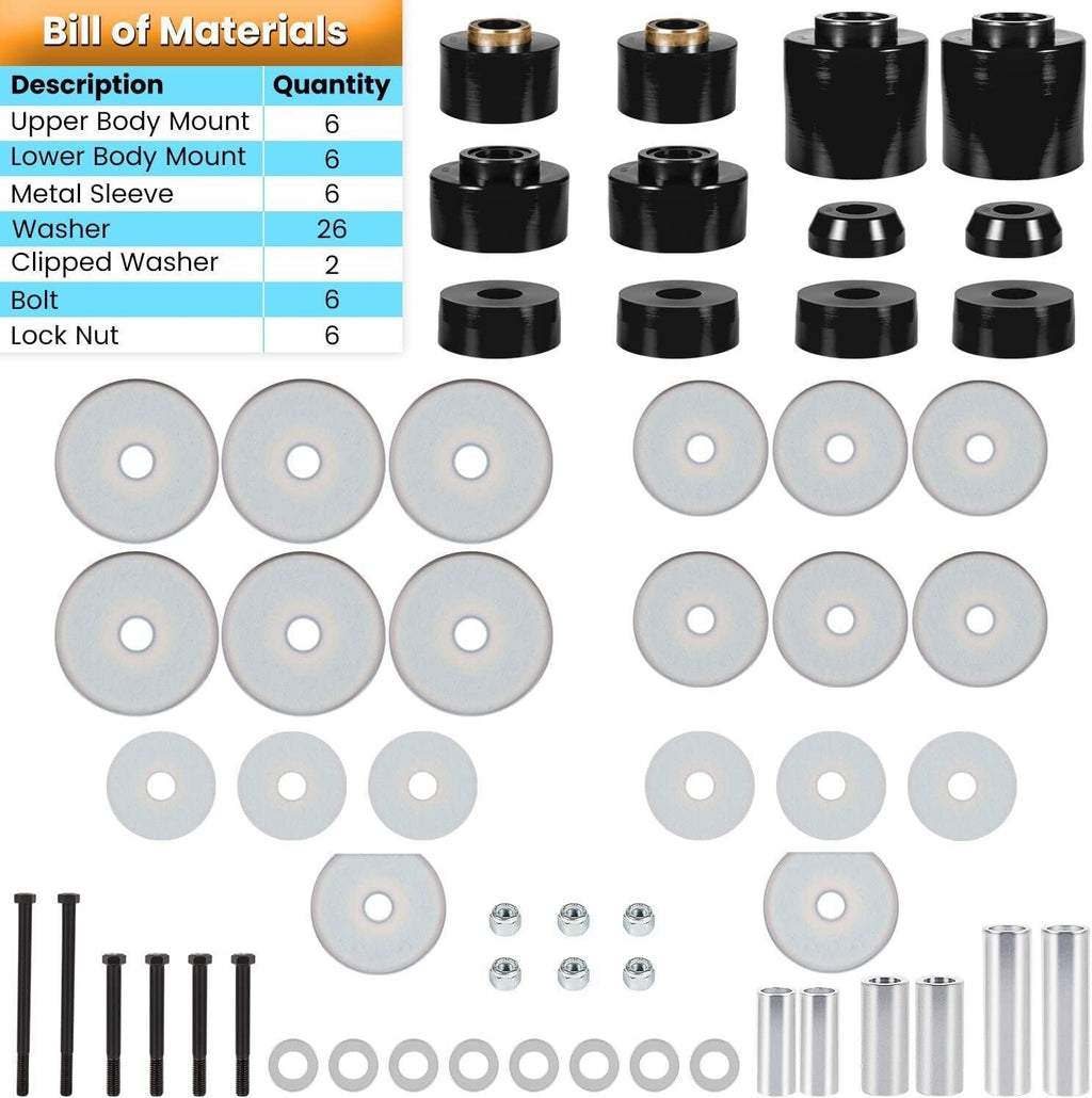 4.4123R Body Mount Bushing Set Kit For Ford F-150 F-250 F-350 1980-1998 2WD 4WD