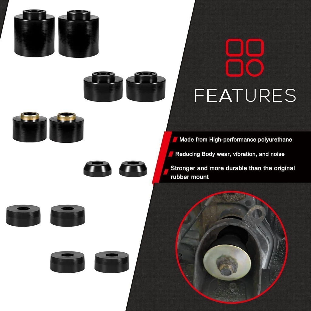 4.4123R Body Mount Bushing Set Kit For Ford F-150 F-250 F-350 1980-1998 2WD 4WD