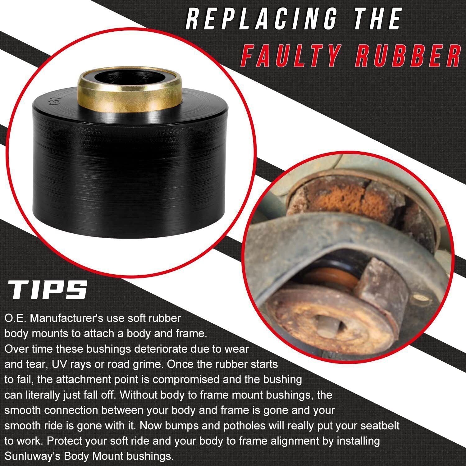4.4123R Body Mount Bushing Set Kit For Ford F-150 F-250 F-350 1980-1998 2WD 4WD