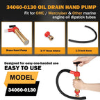 34060-0130 Marine Engine Oil Drain Hand Pump, Boat Oil Change Pump Fits for OMC