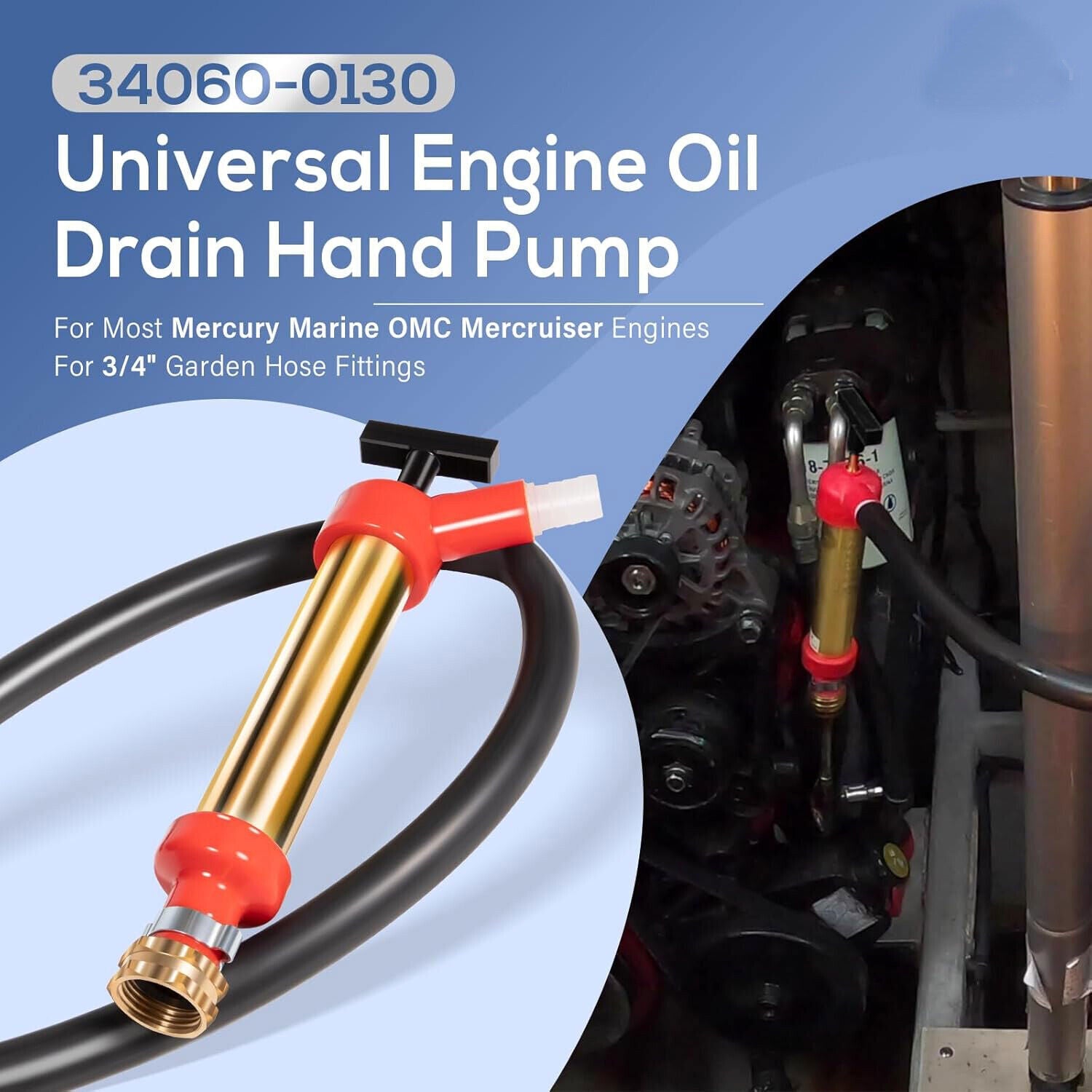 34060-0130 Marine Engine Oil Drain Hand Pump, Boat Oil Change Pump Fits for OMC