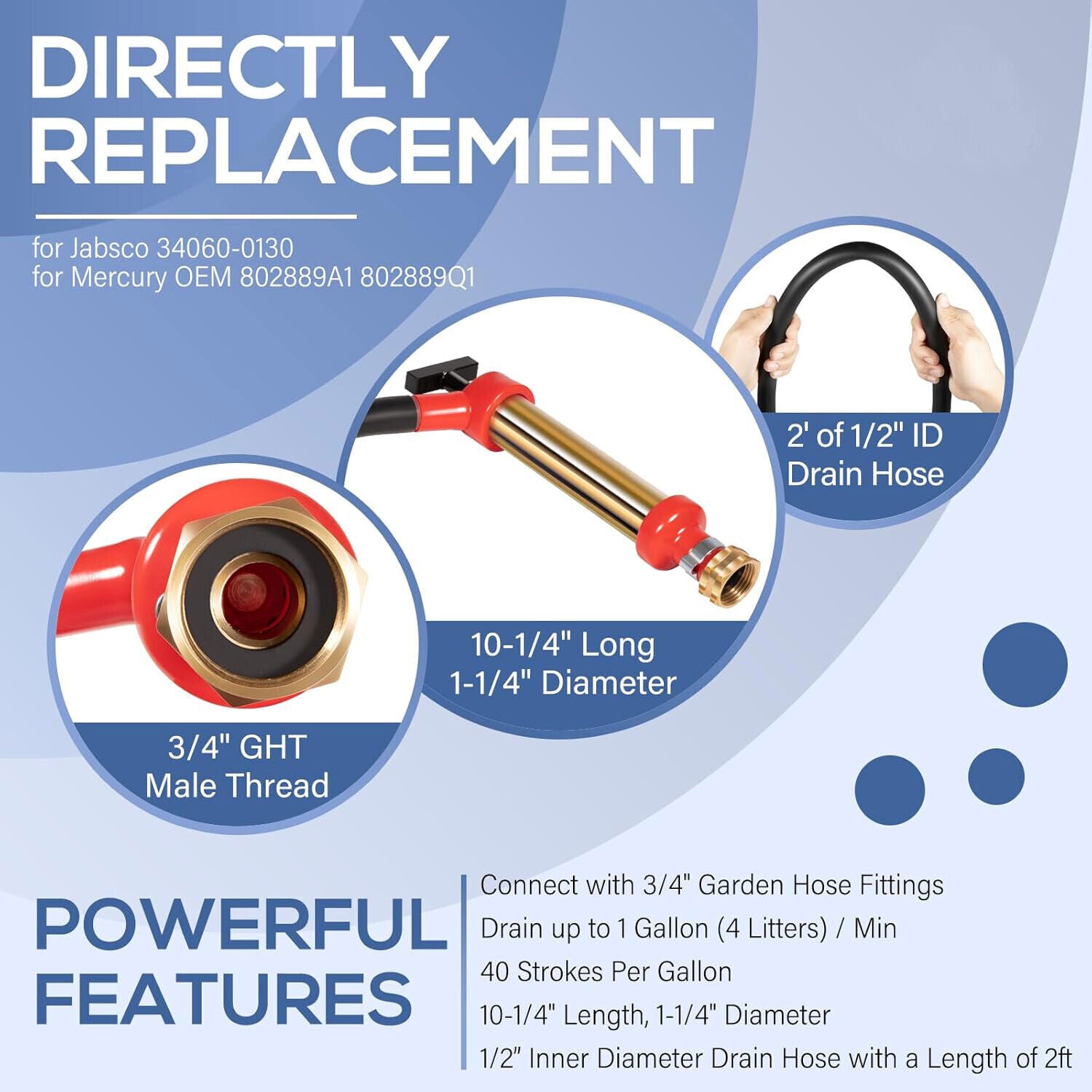 34060-0130 Marine Engine Oil Drain Hand Pump, Boat Oil Change Pump Fits for OMC