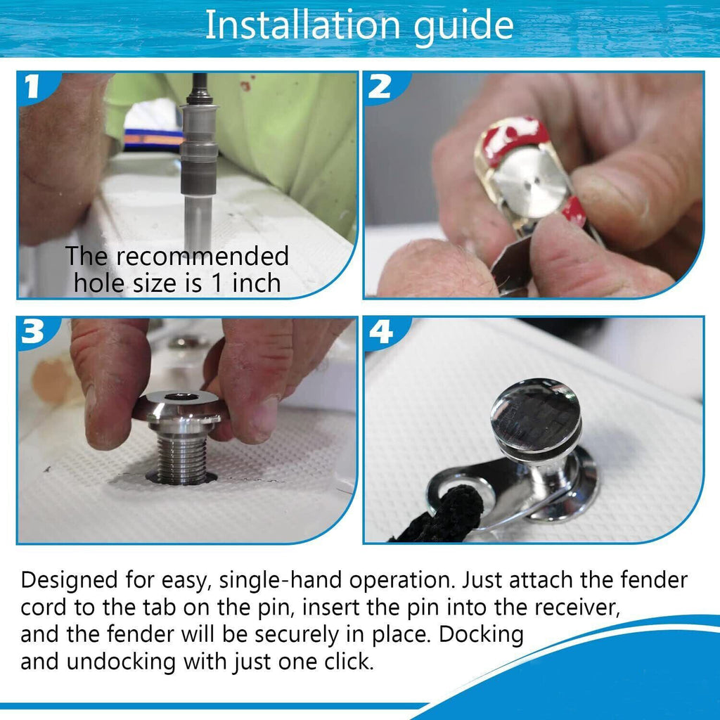 3/8 Inch Marine Stainless Steel Quick Release Boat Fender Kit Mount Holder Kit