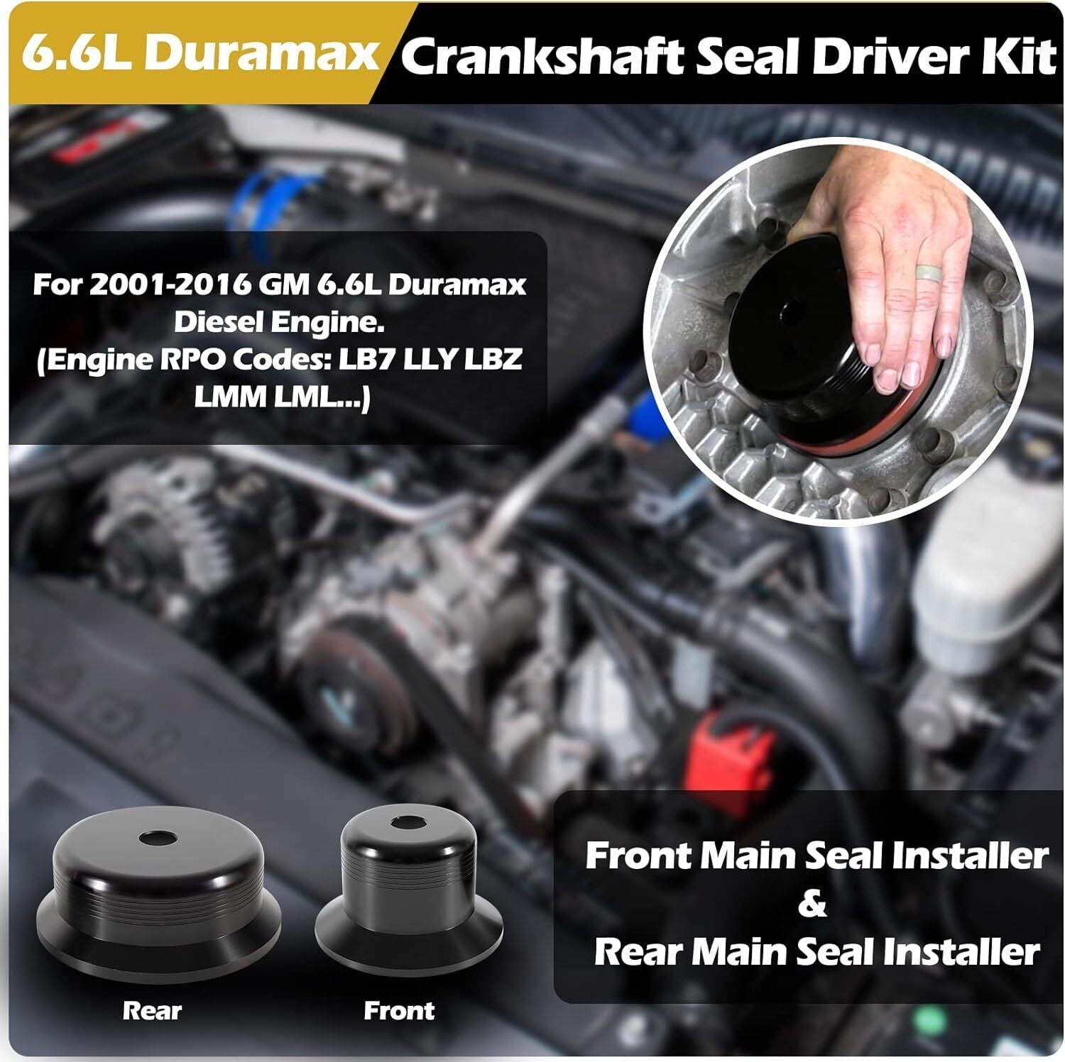 Front & Rear Crank Seal Driver Kit for 2001-2016 GM 6.6L Duramax Diesel Engine