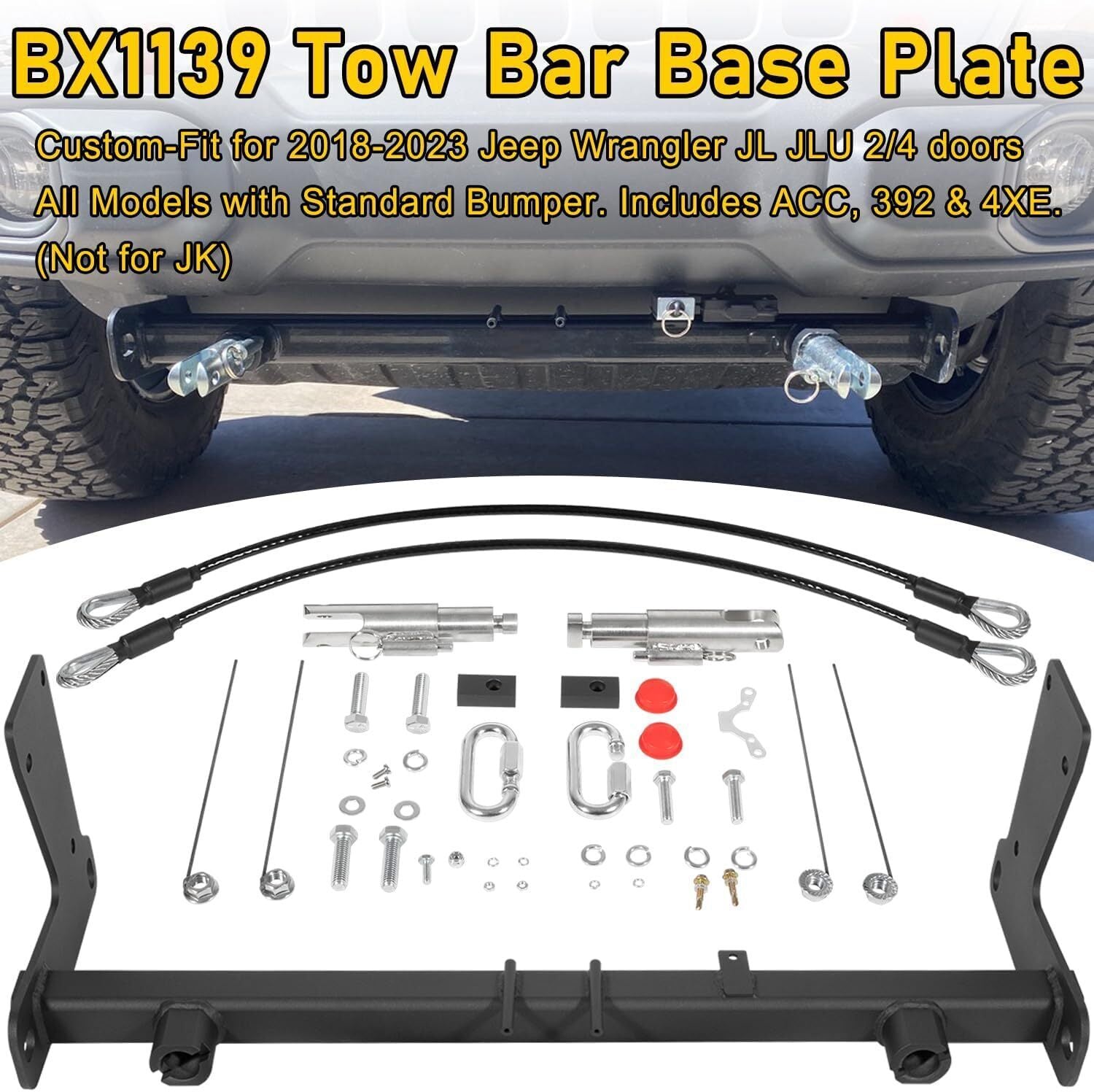 BX1139 Tow Bar Base Plate Tow Bar Bracket for Jeep Wrangler JL JLU 2018-2024