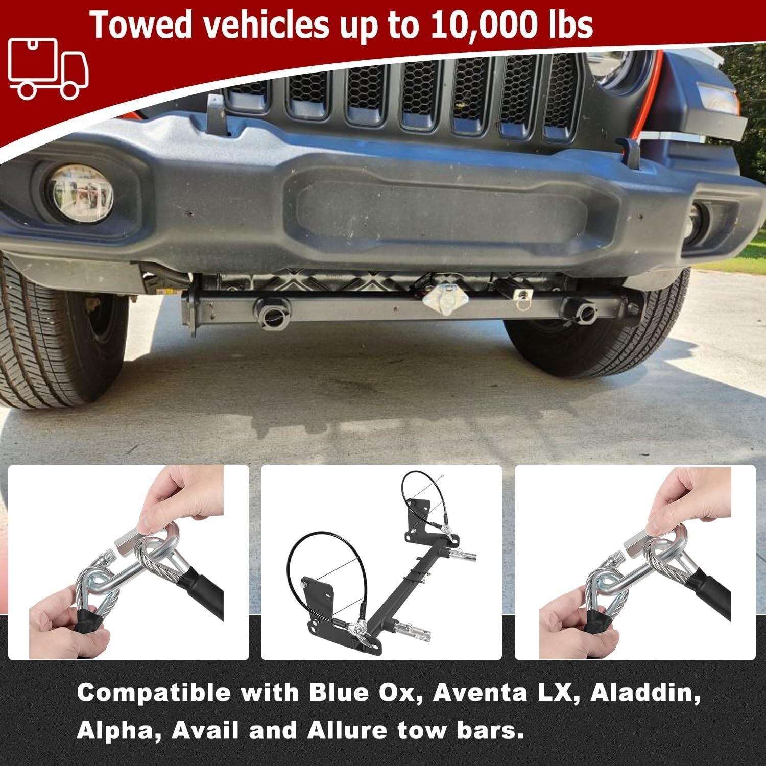 BX1139 Tow Bar Base Plate Tow Bar Bracket for Jeep Wrangler JL JLU 2018-2024