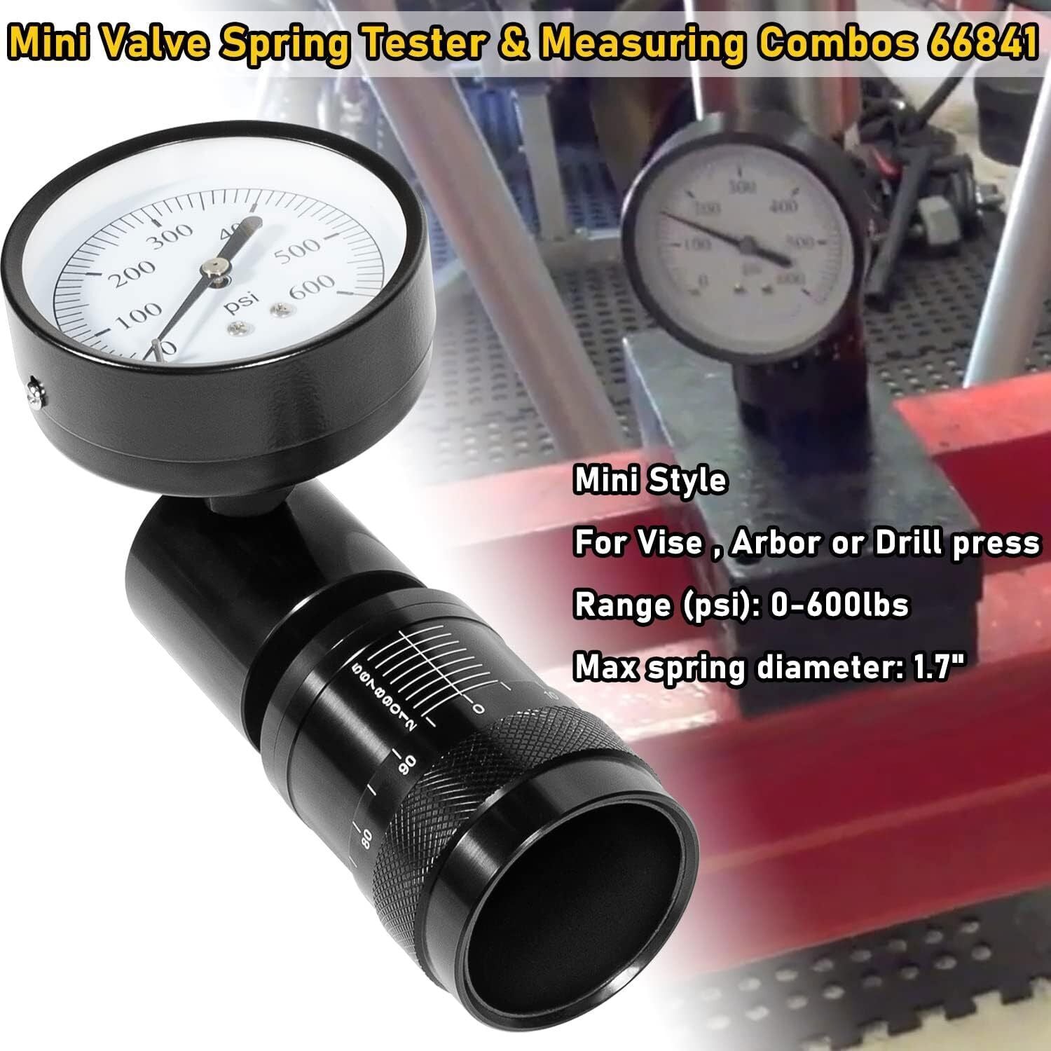 66841 Mini Valve Spring Tester Measuring Combo with Height Micrometer for Vise