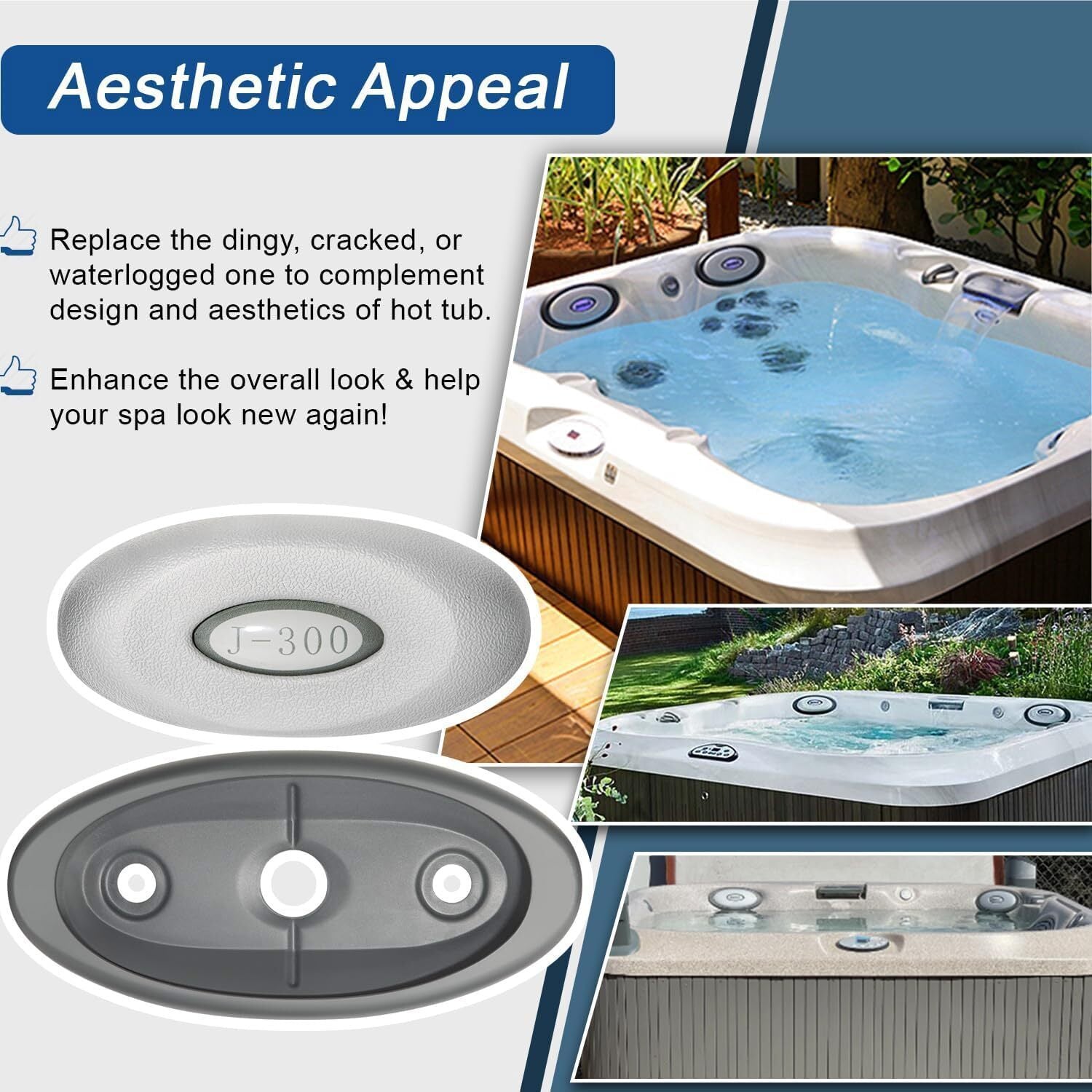 2472-824 Spa Oval Pillow Insert + Back Mount for 2004–2018 Jacuzzi J-300 Series