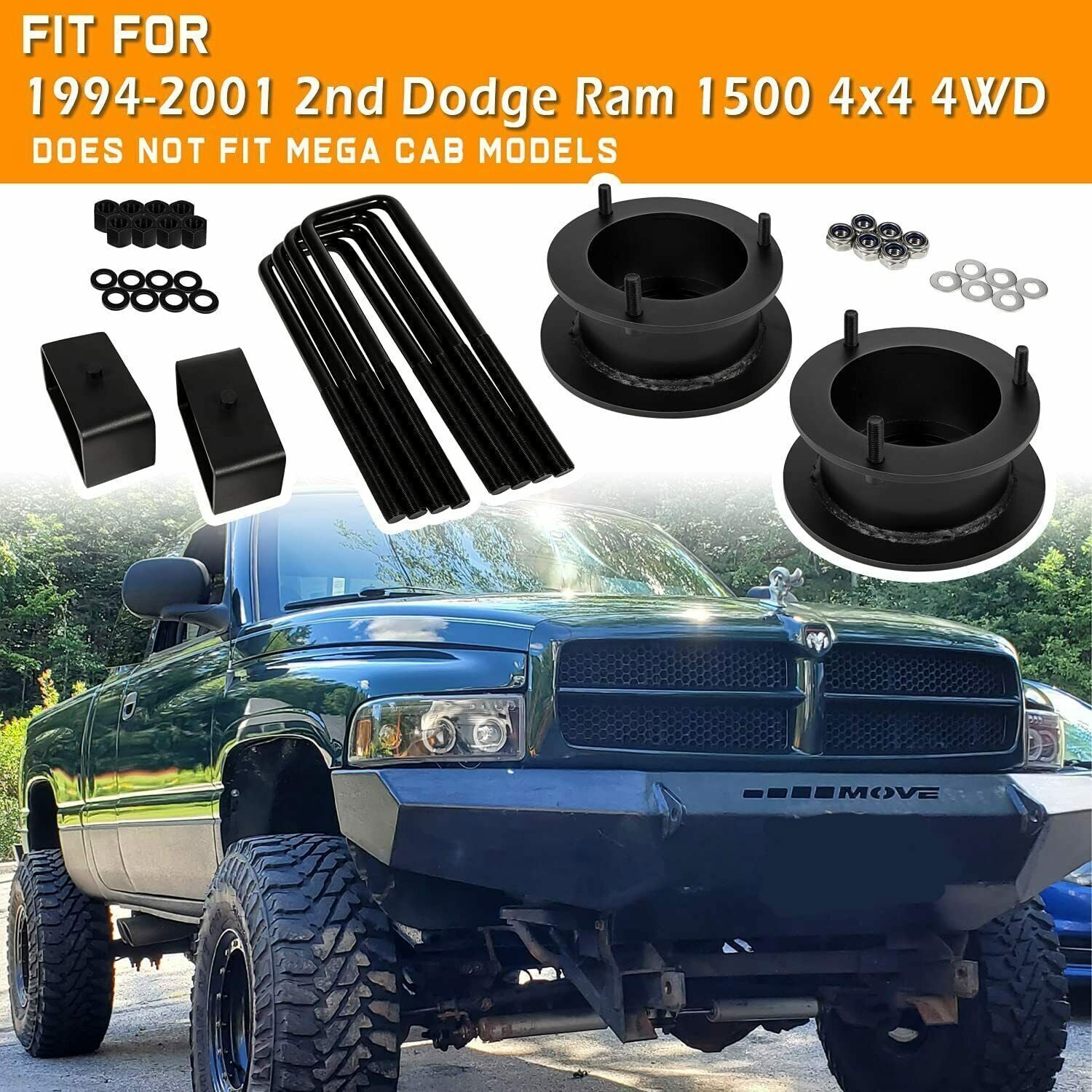 3" Front + 3" Rear Full Lift Kit for 1994-2001 Dodge Ram 1500 4WD 2WD Suspension