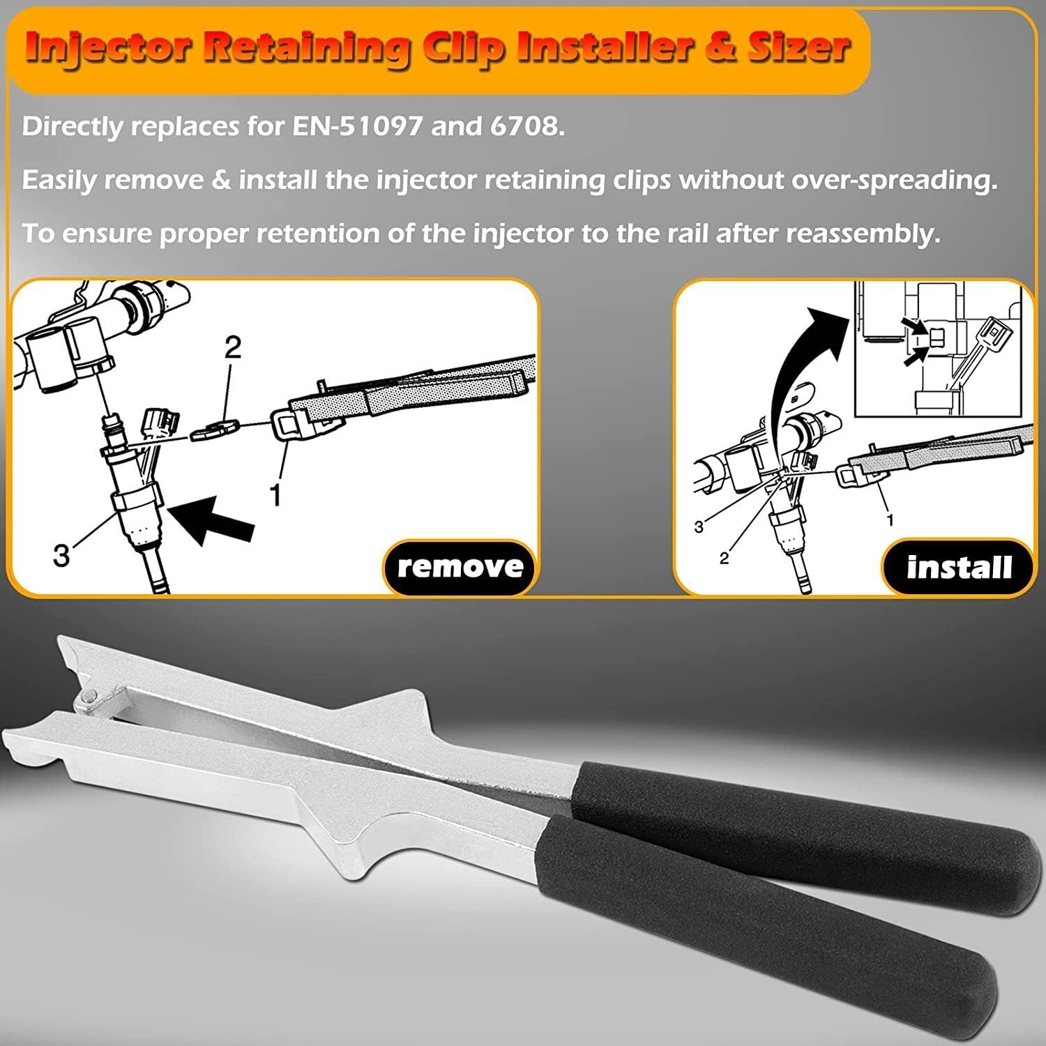 6708 EN-51097 Injector Retaining Clip Installer & Remover for 2013 And Newer GM