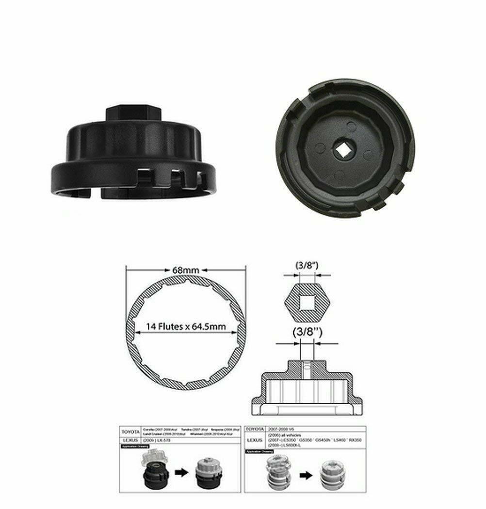 Black Oil Filter Cap Wrench For Toyota Camry RAV4 Highlander Tacoma Tundra Lexus