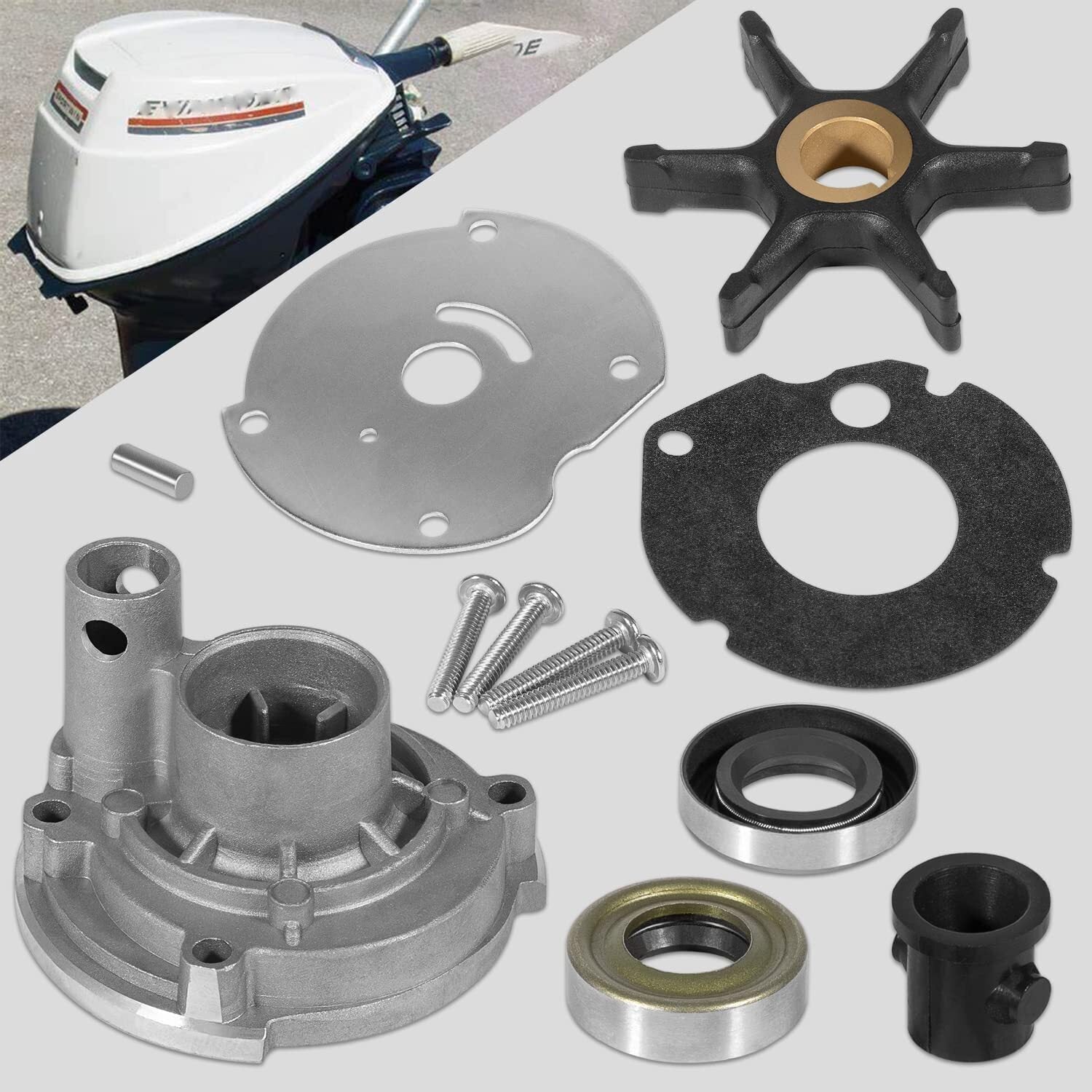 382296 Outboard Water Pump Impeller Rebuild Kit for Evinrude Johnson 9.5hp 10hp