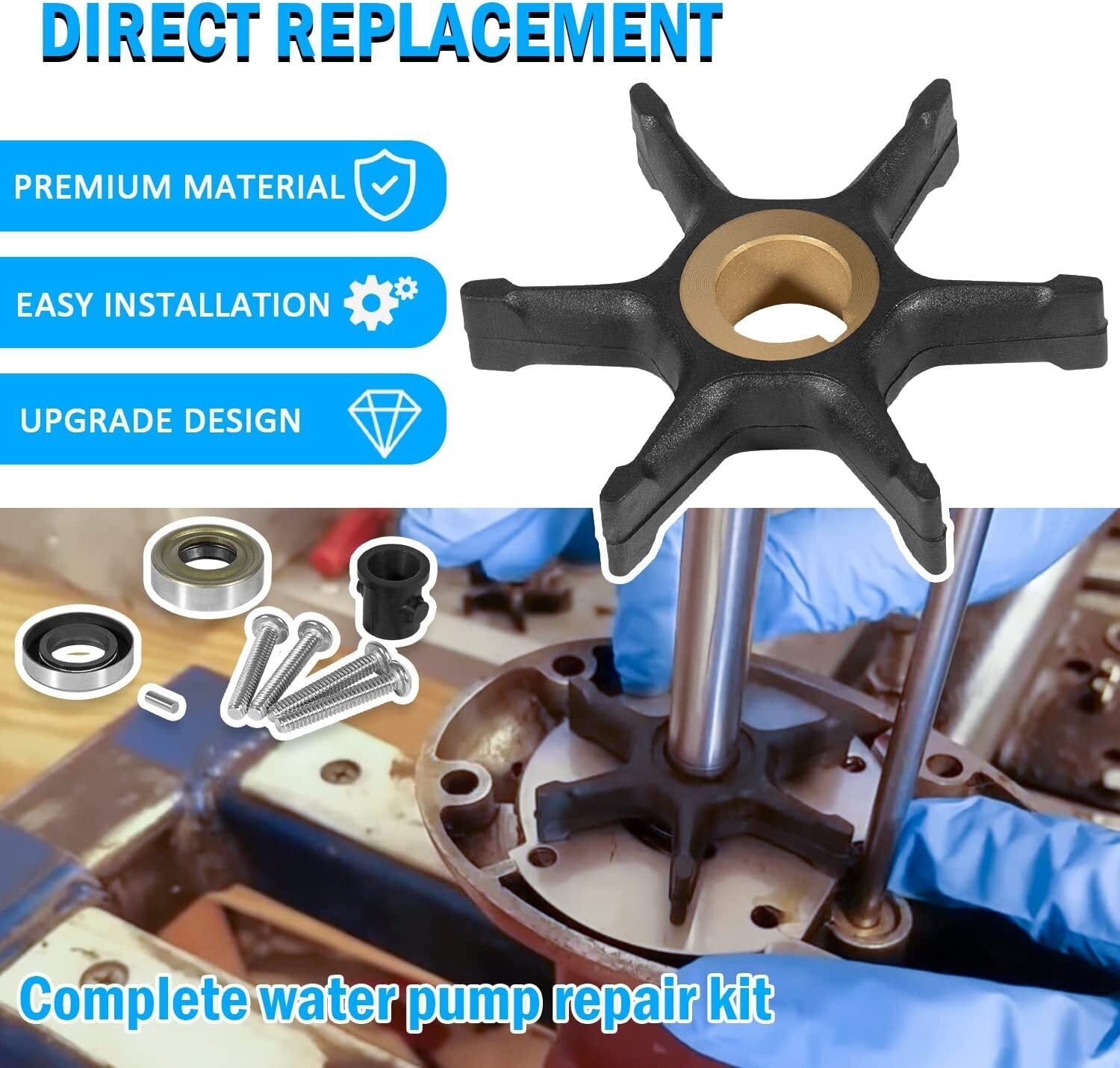 382296 Outboard Water Pump Impeller Rebuild Kit for Evinrude Johnson 9.5hp 10hp