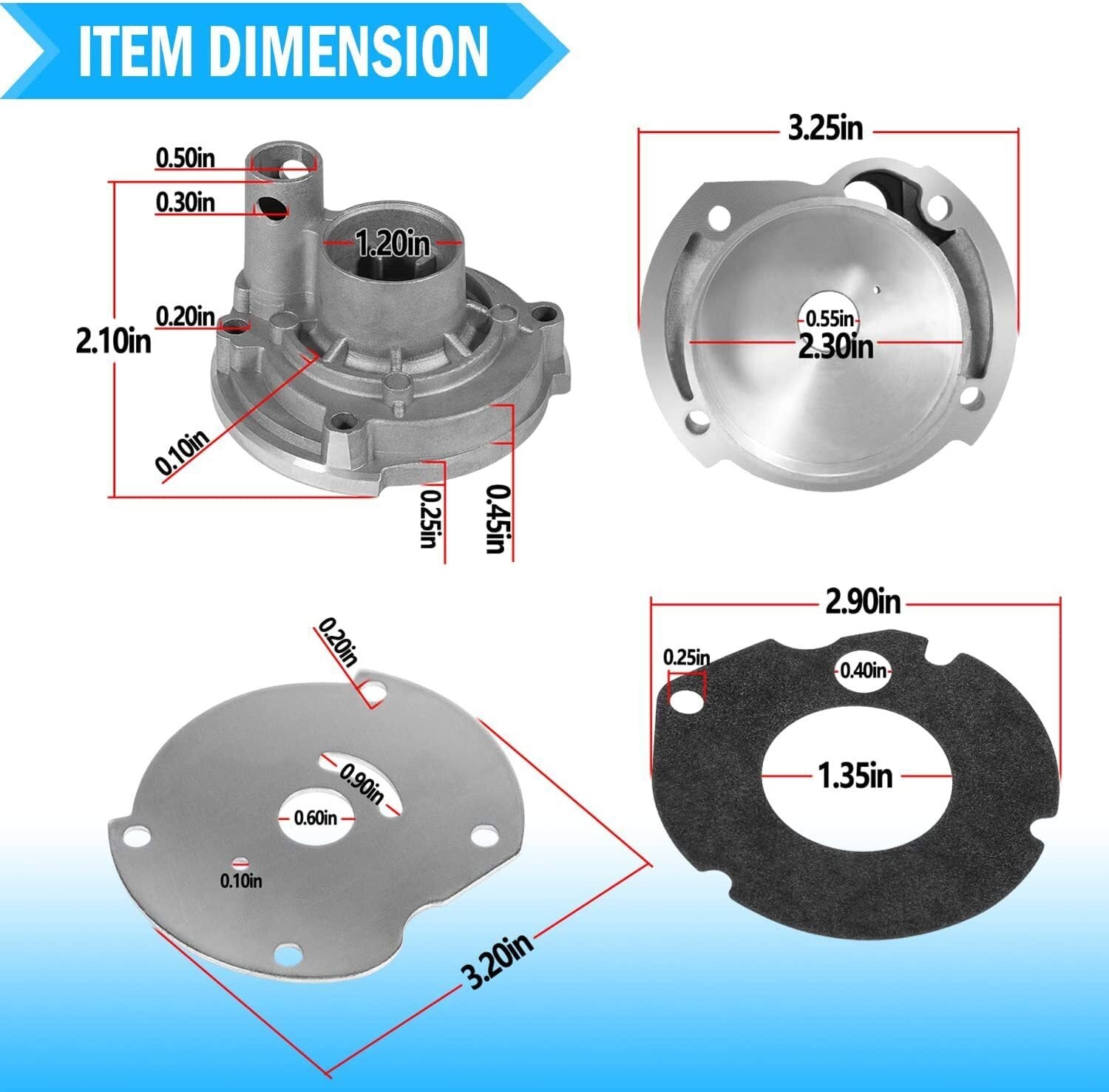 382296 Outboard Water Pump Impeller Rebuild Kit for Evinrude Johnson 9.5hp 10hp