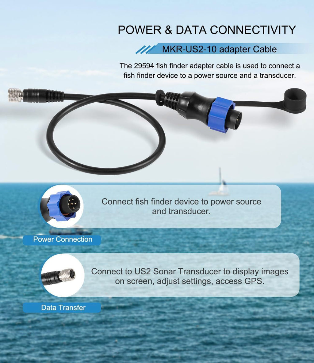 Replaces MKR-US2-10 Sonar 2 Adaptor Cable Fit for Minn Kota Lowrance Fish Finder
