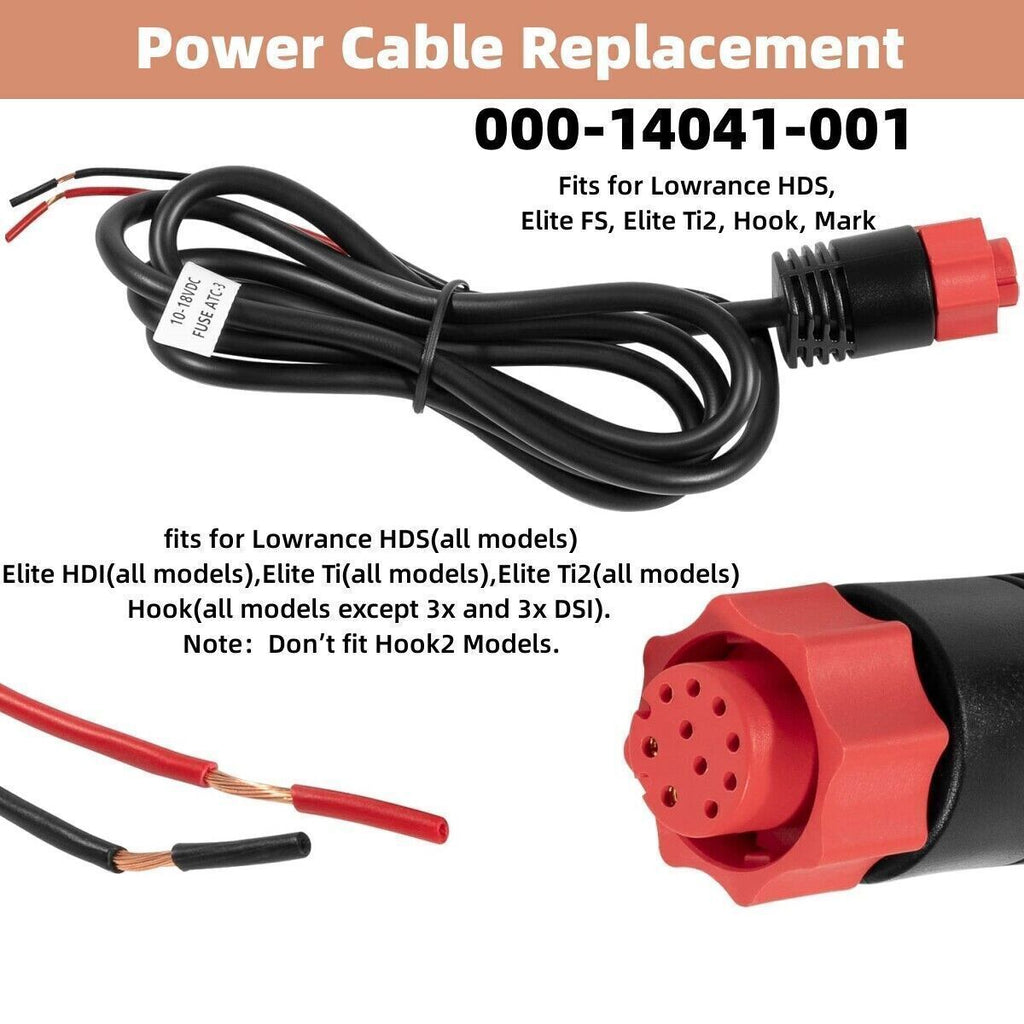 2-Wire Power Only Cable for Lowrance HDS/Elite/Elite Ti/Hook/Mark -000-14041-001