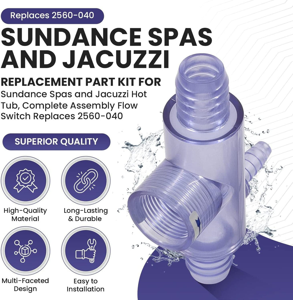 2560-040 Flow Switch for Sundance Spas, Jacuzzi Hot Tub, Flow Sensor with Tee